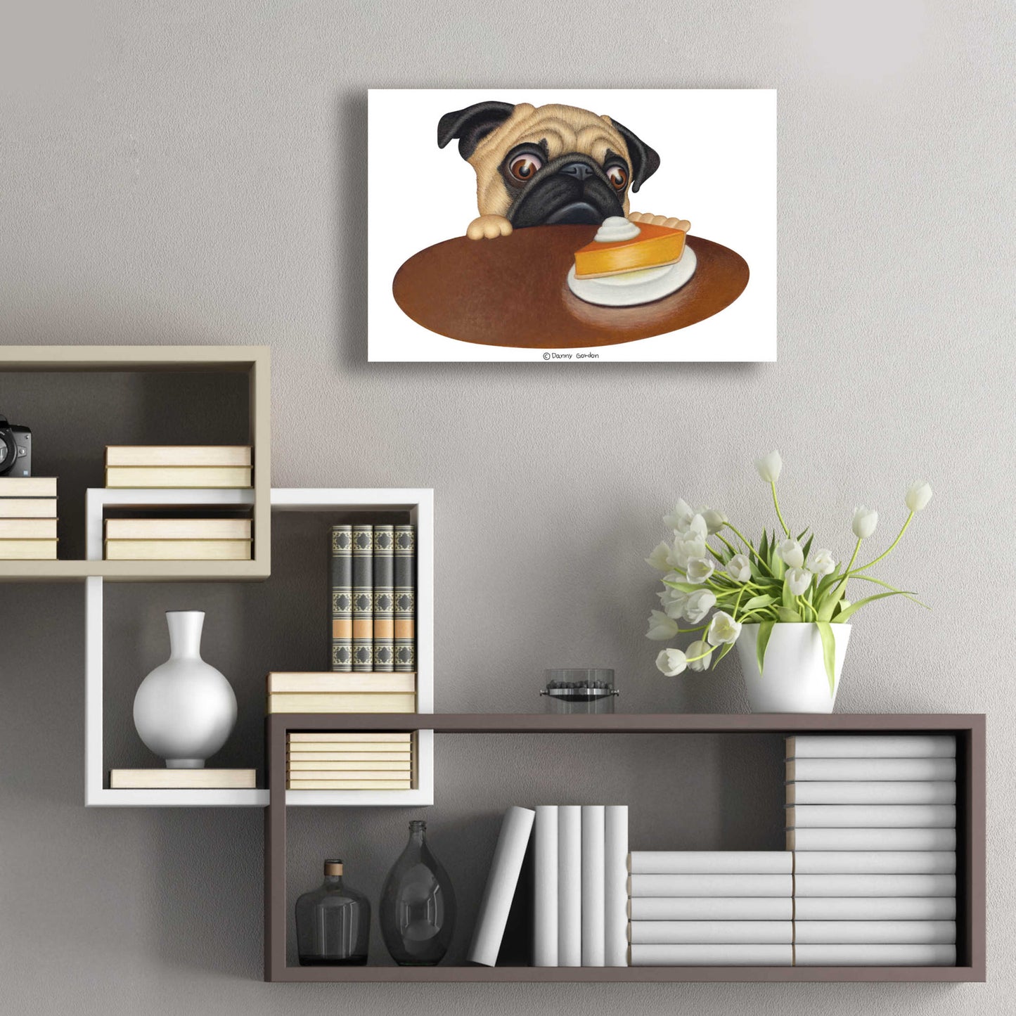 Epic Art 'Pug with Pie' by Danny Gordon Art, Acrylic Glass Wall Art,24x16