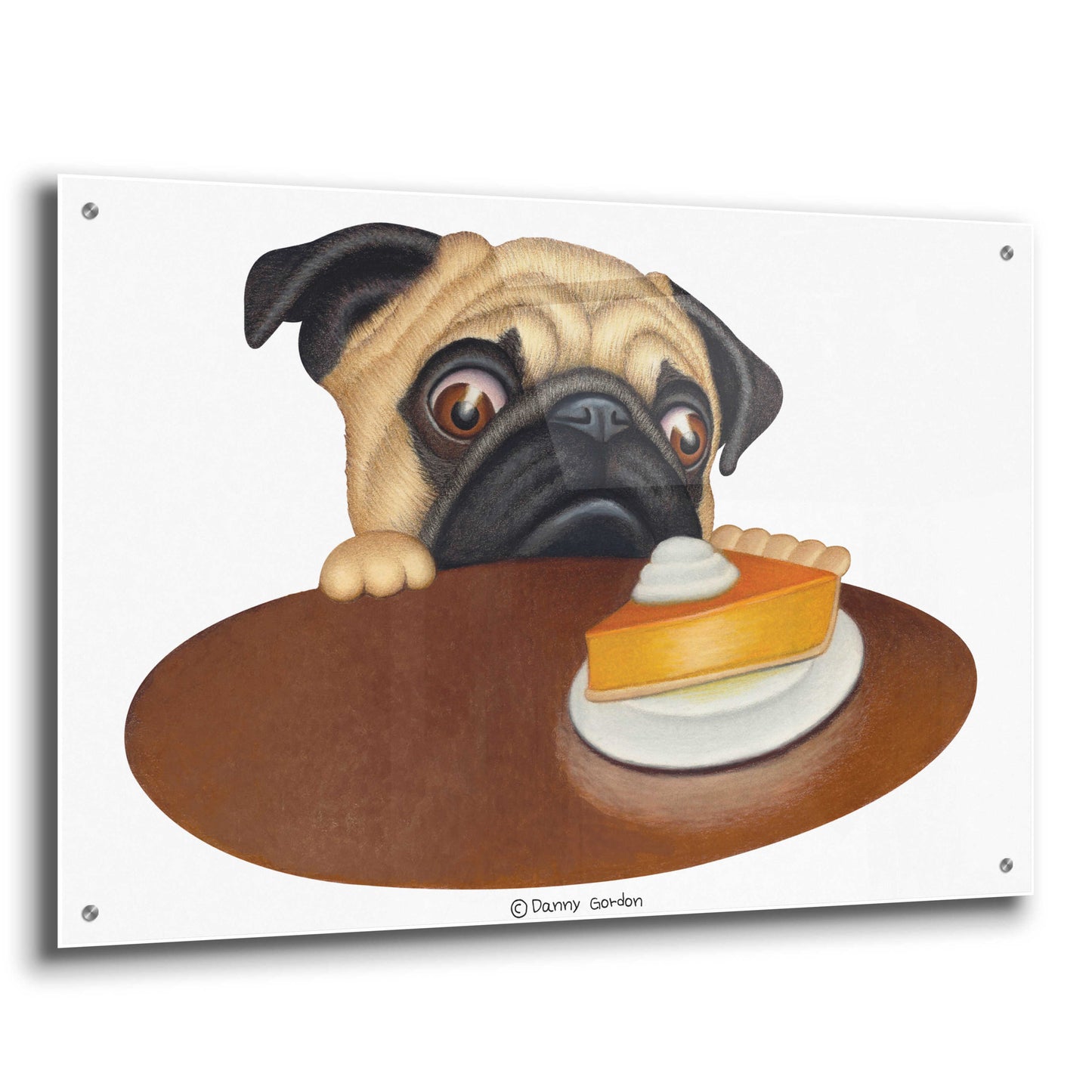 Epic Art 'Pug with Pie' by Danny Gordon Art, Acrylic Glass Wall Art,36x24