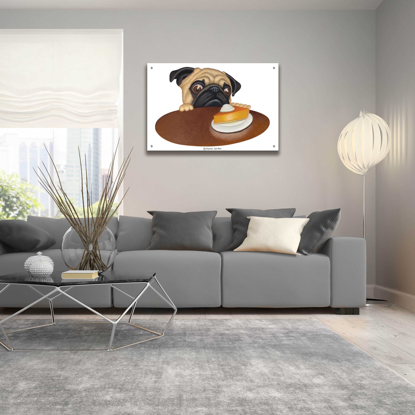 Epic Art 'Pug with Pie' by Danny Gordon Art, Acrylic Glass Wall Art,36x24