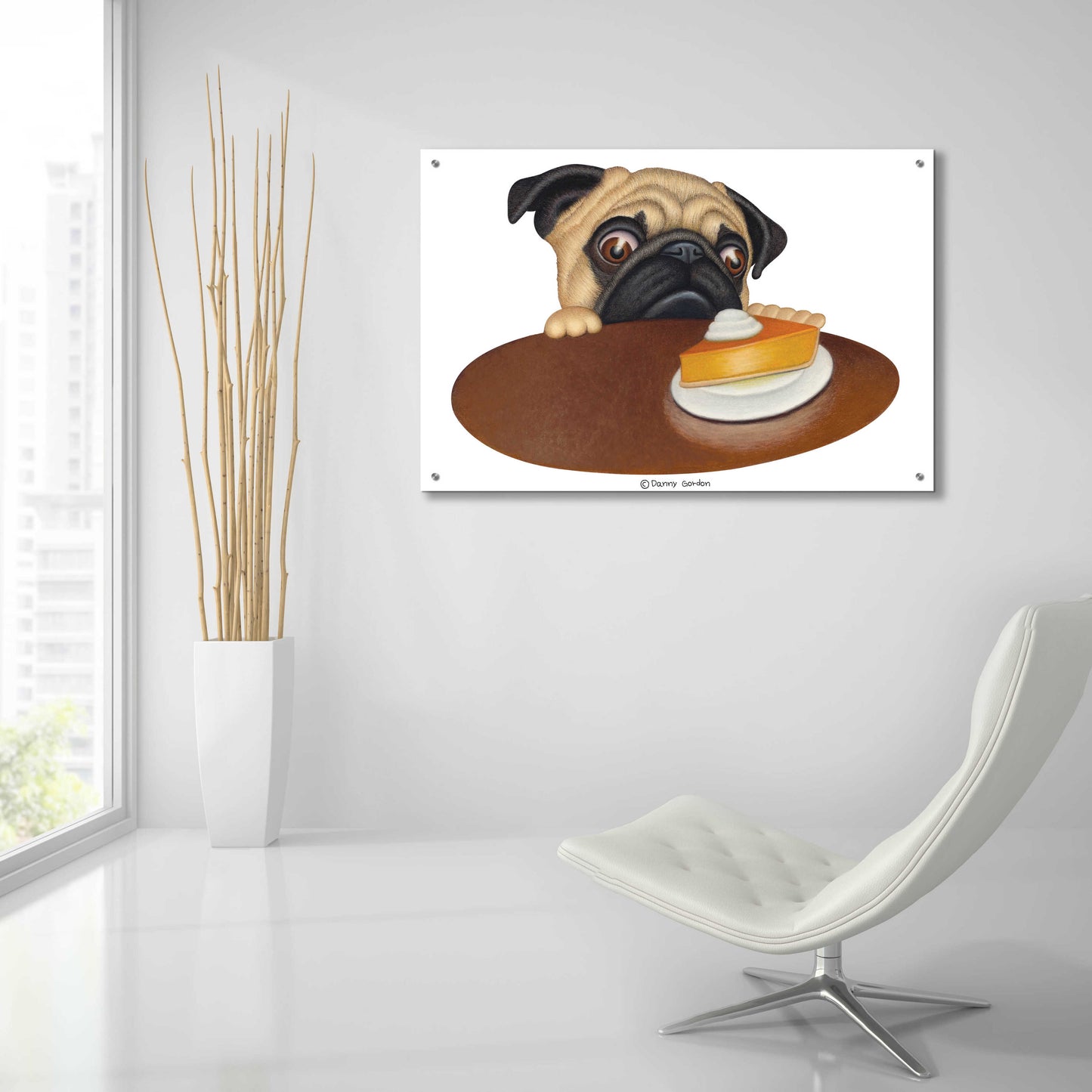 Epic Art 'Pug with Pie' by Danny Gordon Art, Acrylic Glass Wall Art,36x24