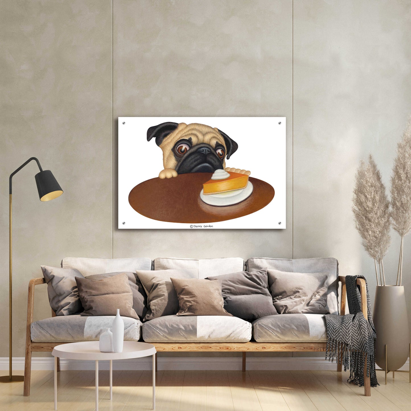 Epic Art 'Pug with Pie' by Danny Gordon Art, Acrylic Glass Wall Art,36x24