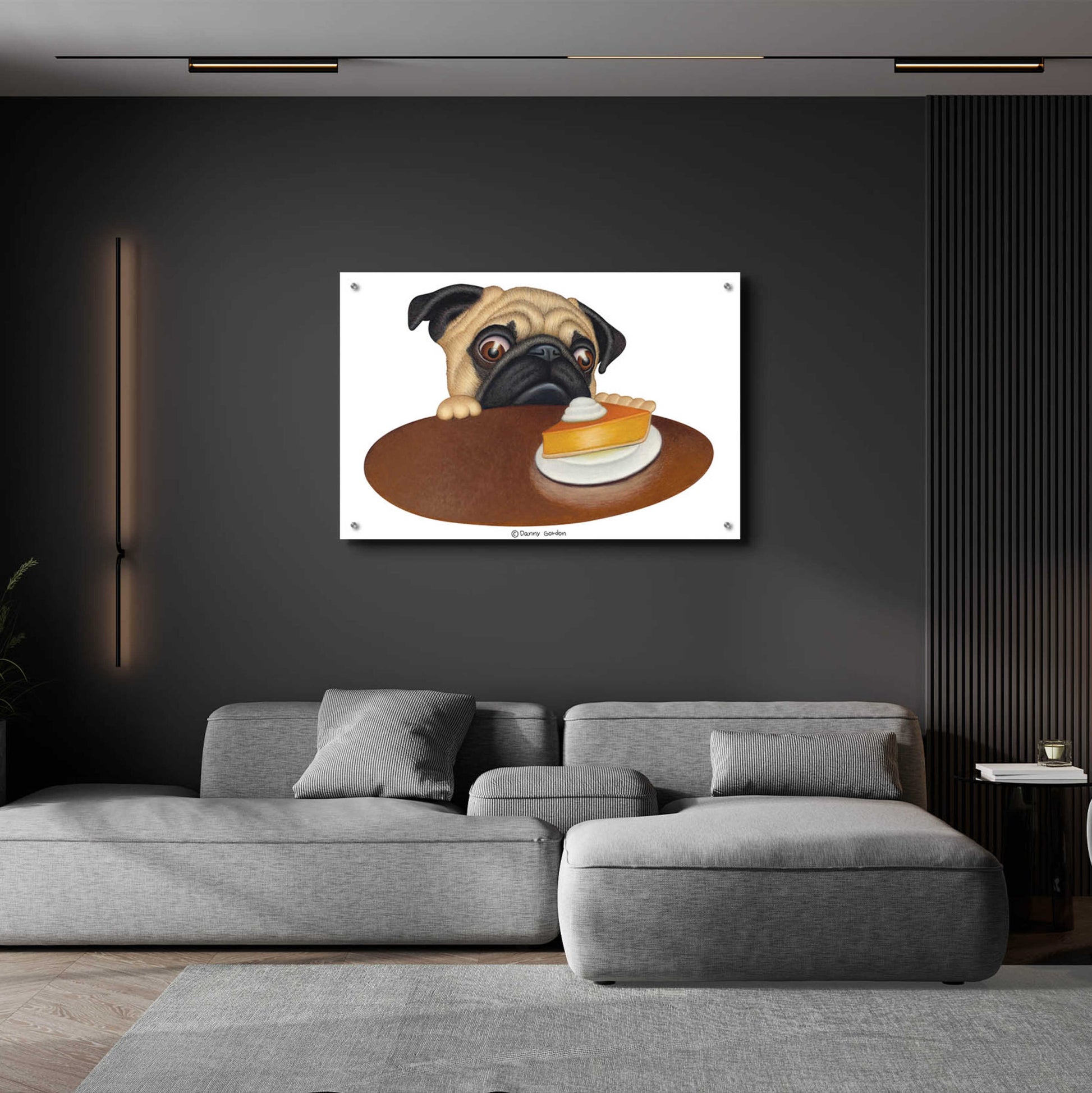 Epic Art 'Pug with Pie' by Danny Gordon Art, Acrylic Glass Wall Art,36x24