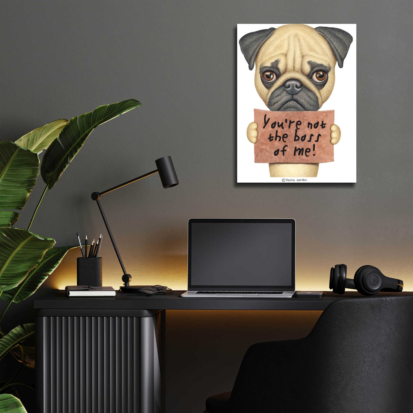 Epic Art 'Pug You're Not the Boss' by Danny Gordon Art, Acrylic Glass Wall Art,12x16