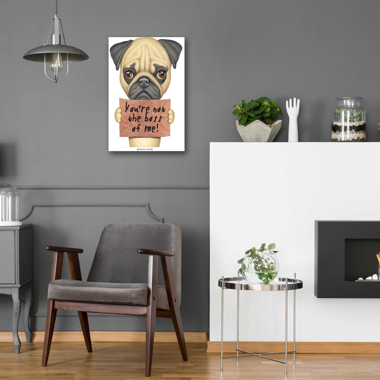 Epic Art 'Pug You're Not the Boss' by Danny Gordon Art, Acrylic Glass Wall Art,16x24