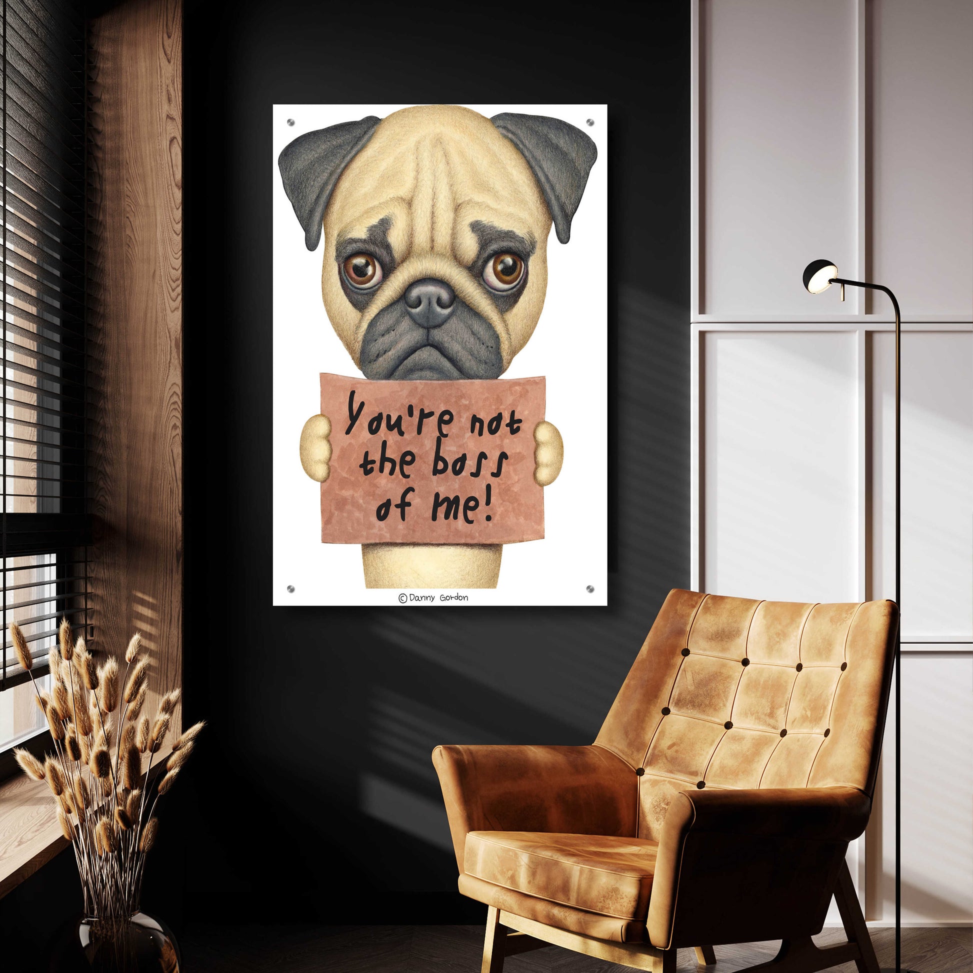 Epic Art 'Pug You're Not the Boss' by Danny Gordon Art, Acrylic Glass Wall Art,24x36