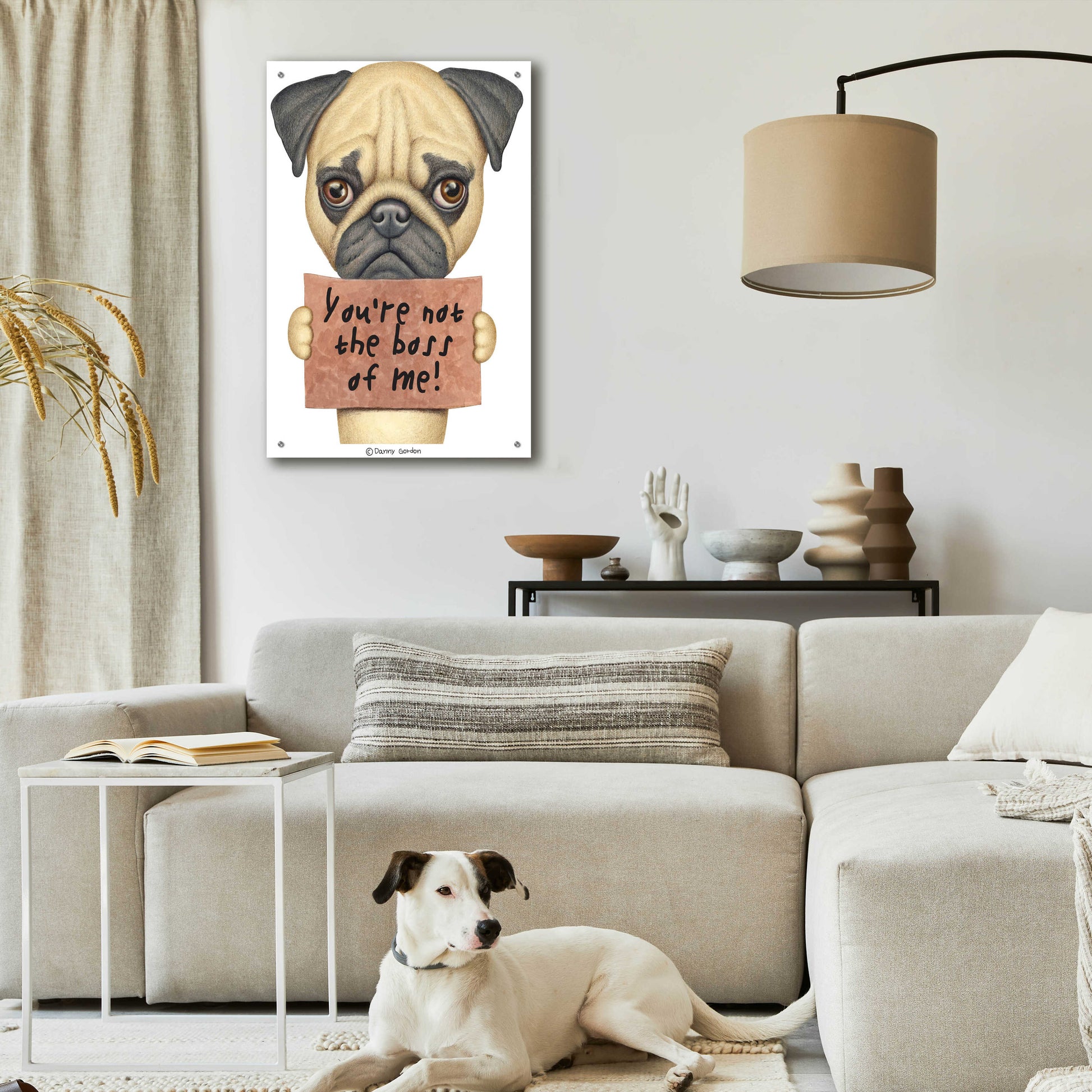 Epic Art 'Pug You're Not the Boss' by Danny Gordon Art, Acrylic Glass Wall Art,24x36