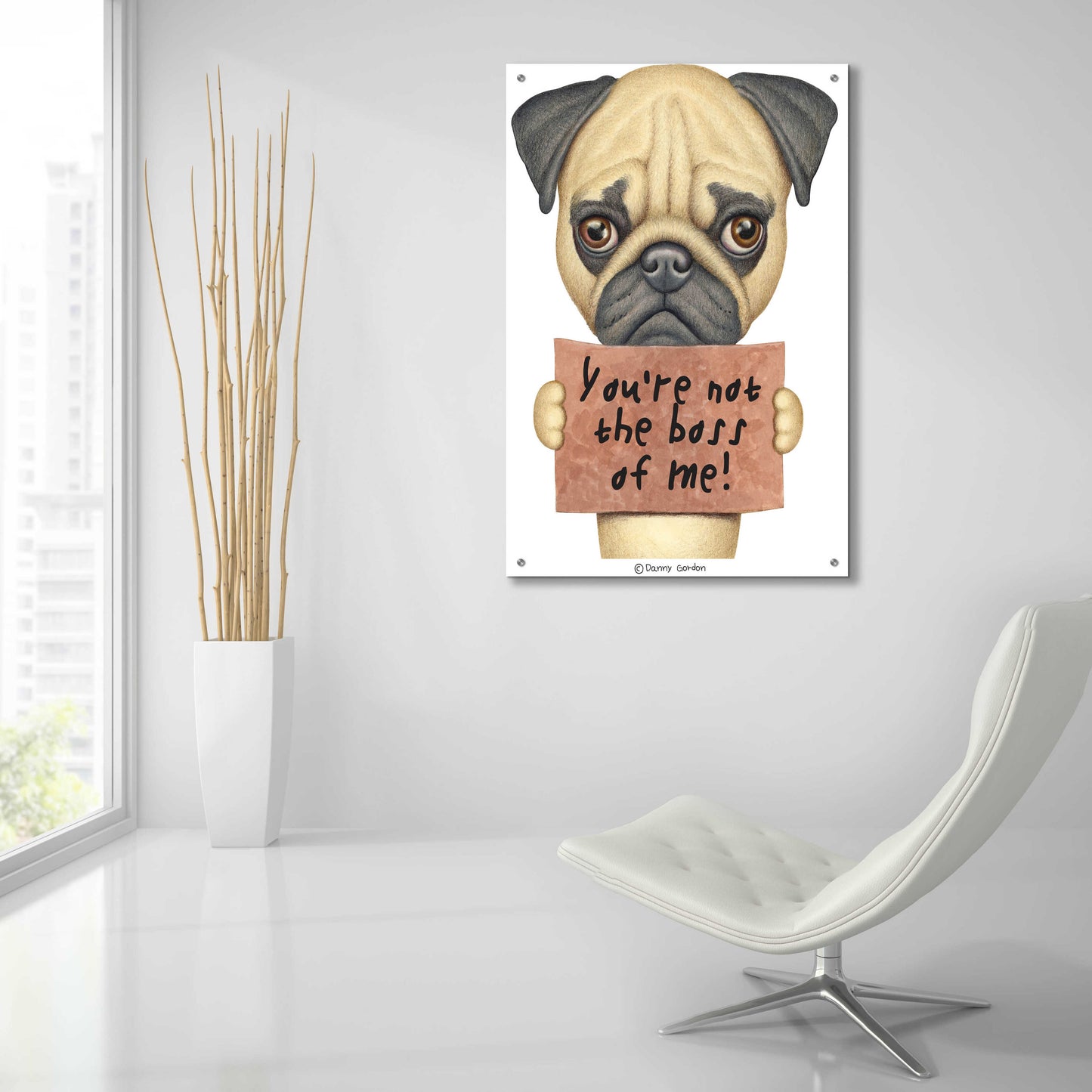 Epic Art 'Pug You're Not the Boss' by Danny Gordon Art, Acrylic Glass Wall Art,24x36