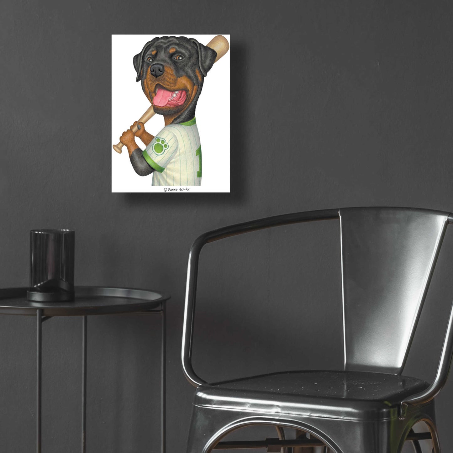 Epic Art 'Rottweiler Holding Bat' by Danny Gordon Art, Acrylic Glass Wall Art,12x16