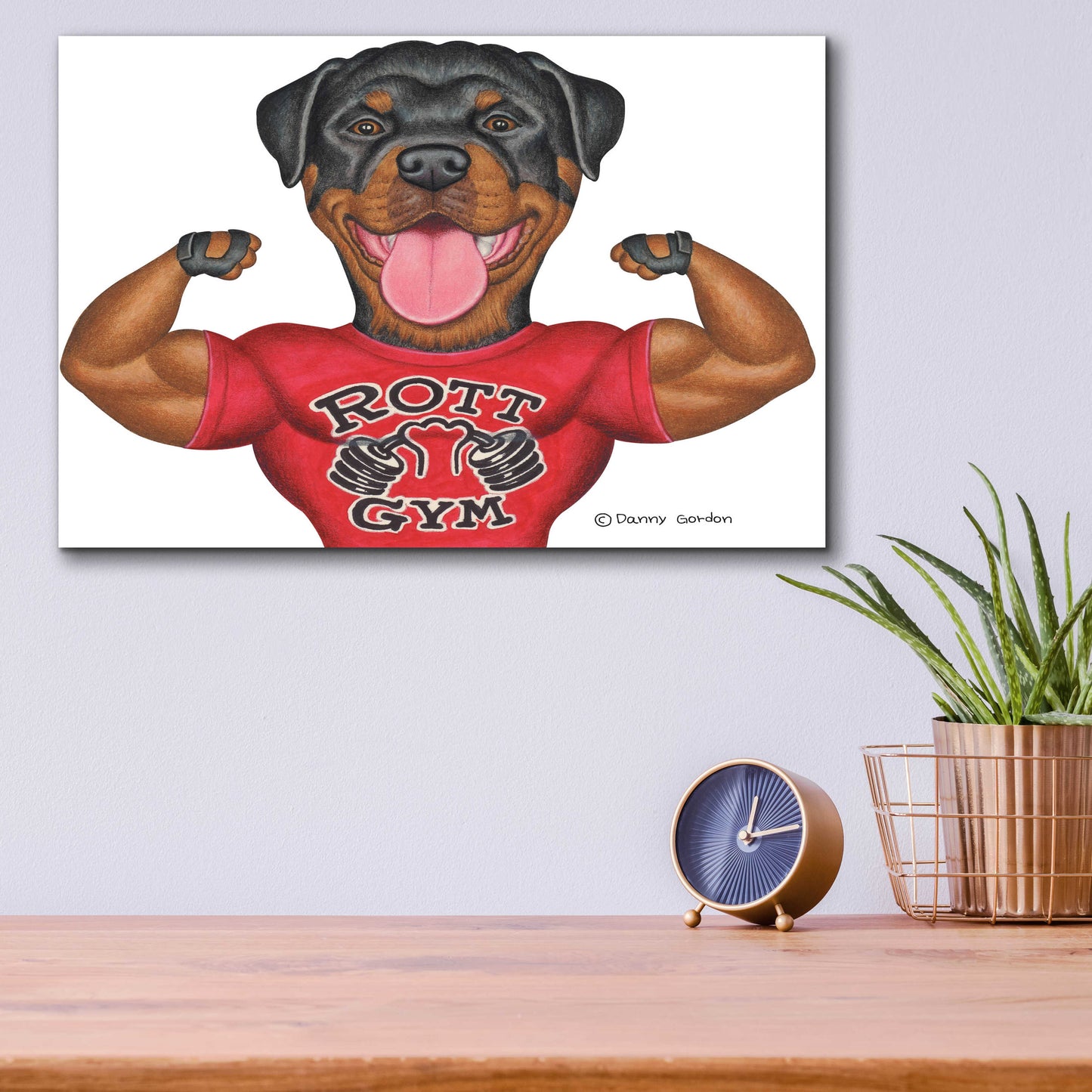 Epic Art 'Rottweiler Rott Gym' by Danny Gordon Art, Acrylic Glass Wall Art,16x12