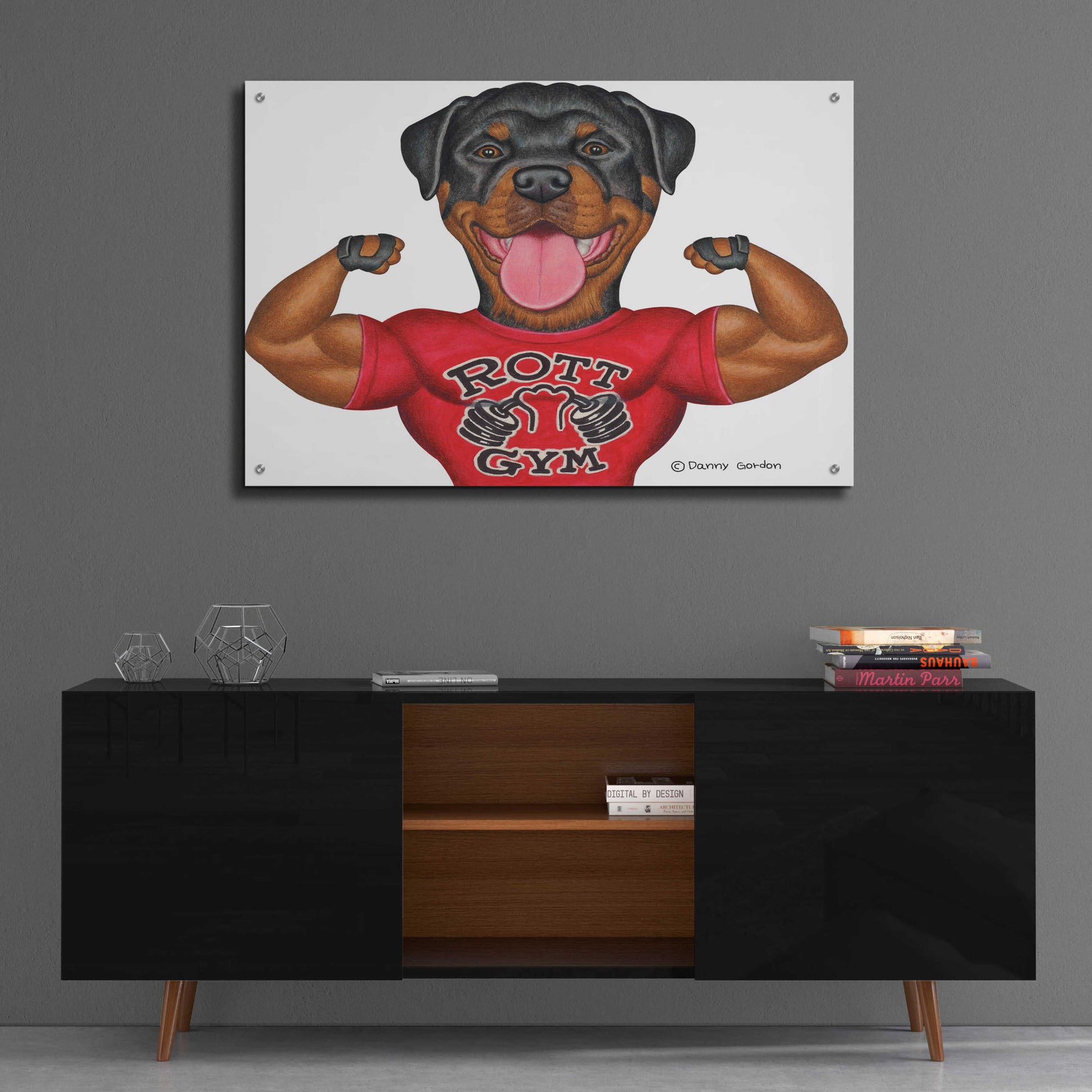Epic Art 'Rottweiler Rott Gym' by Danny Gordon Art, Acrylic Glass Wall Art,36x24