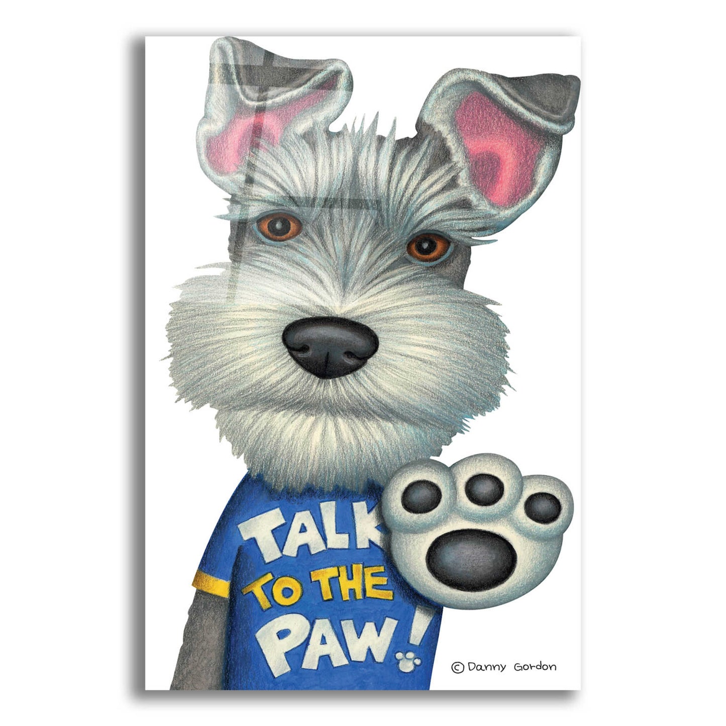 Epic Art 'Schnauzer Talk to the Paw' by Danny Gordon Art, Acrylic Glass Wall Art