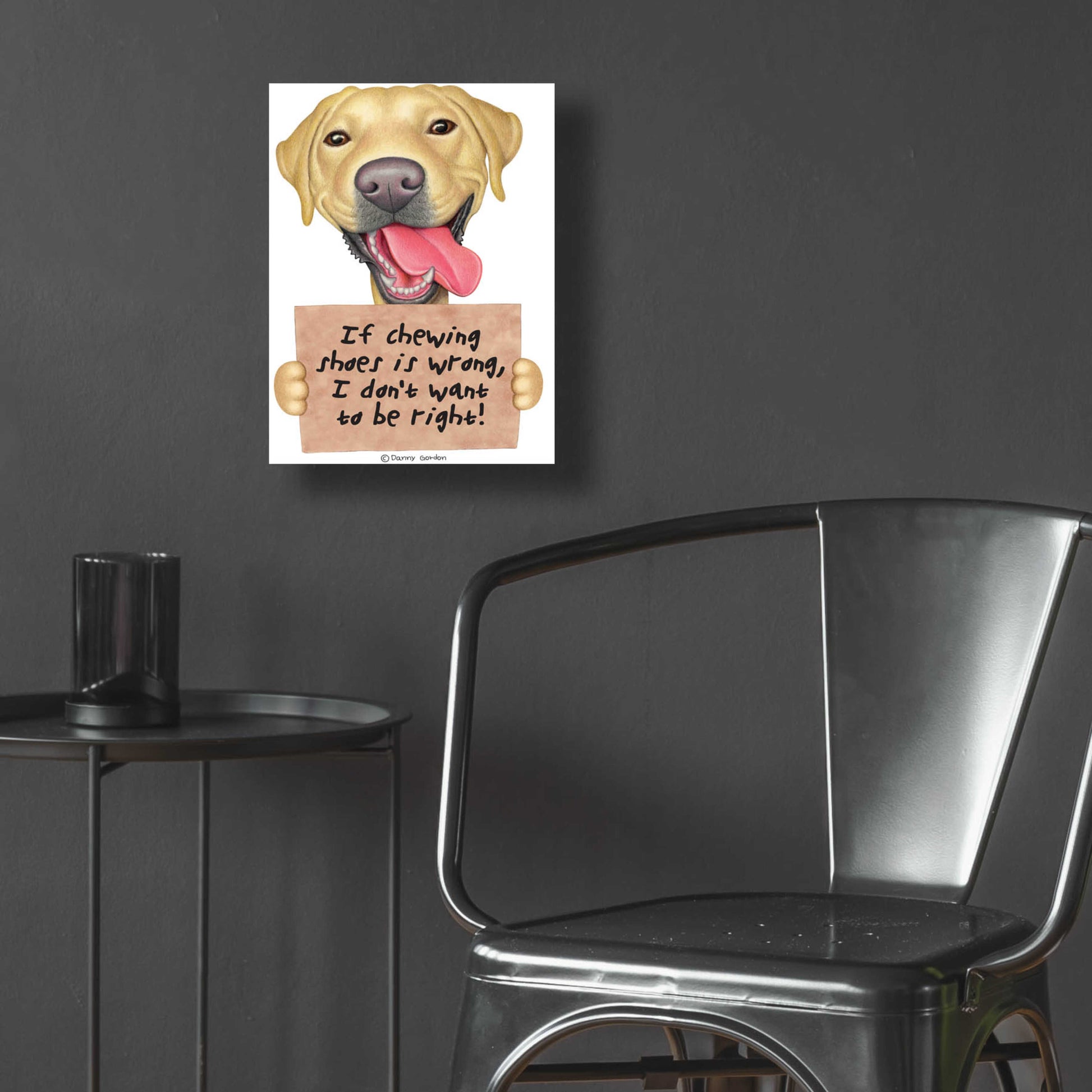 Epic Art 'Yellow Lab Holding Sign' by Danny Gordon Art, Acrylic Glass Wall Art,12x16