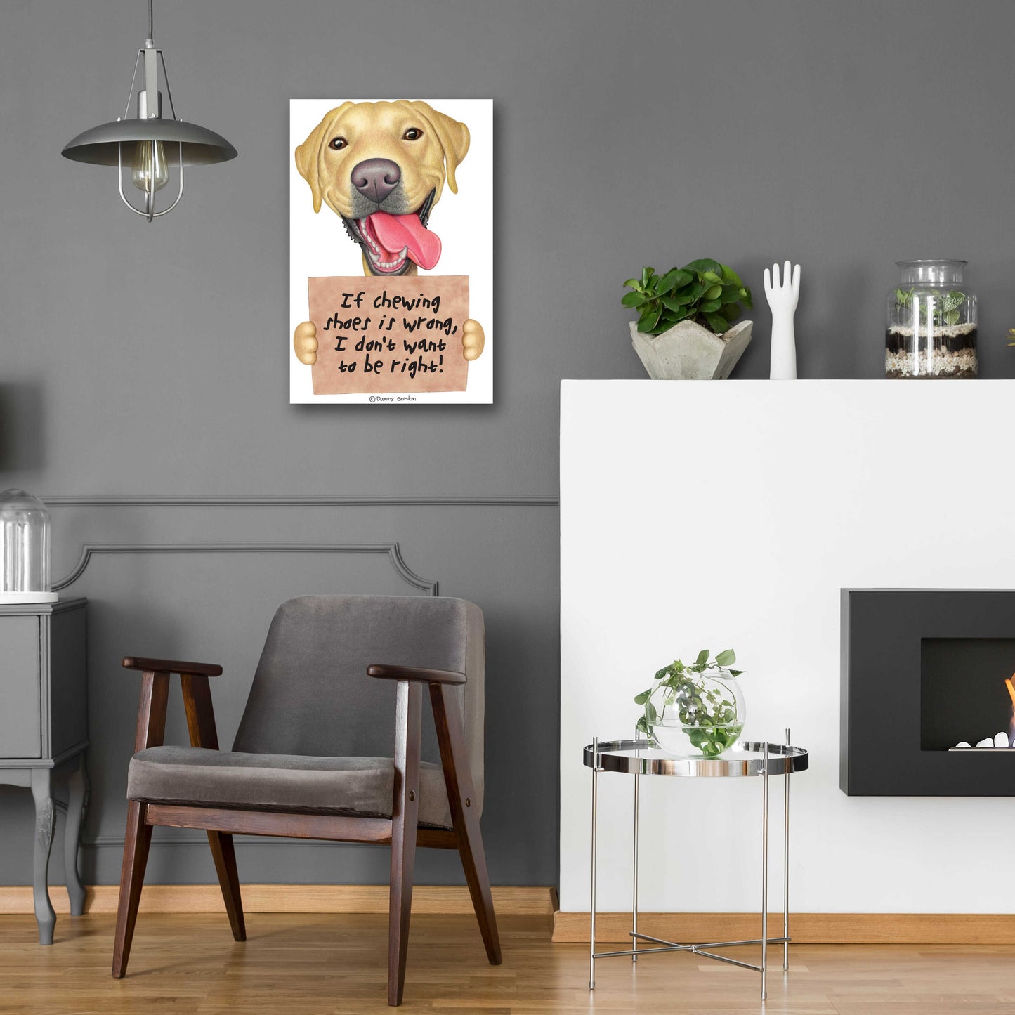 Epic Art 'Yellow Lab Holding Sign' by Danny Gordon Art, Acrylic Glass Wall Art,16x24