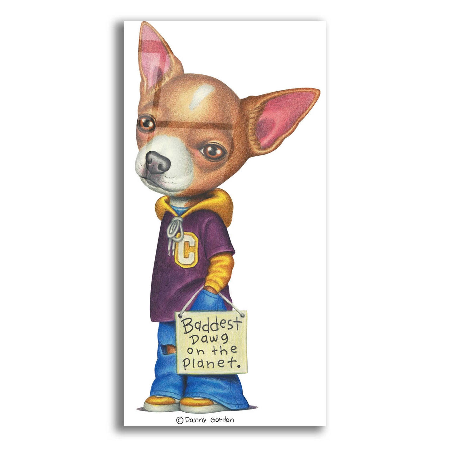 Epic Art 'Brown Chihuahua Wearing Clothes' by Danny Gordon Art, Acrylic Glass Wall Art