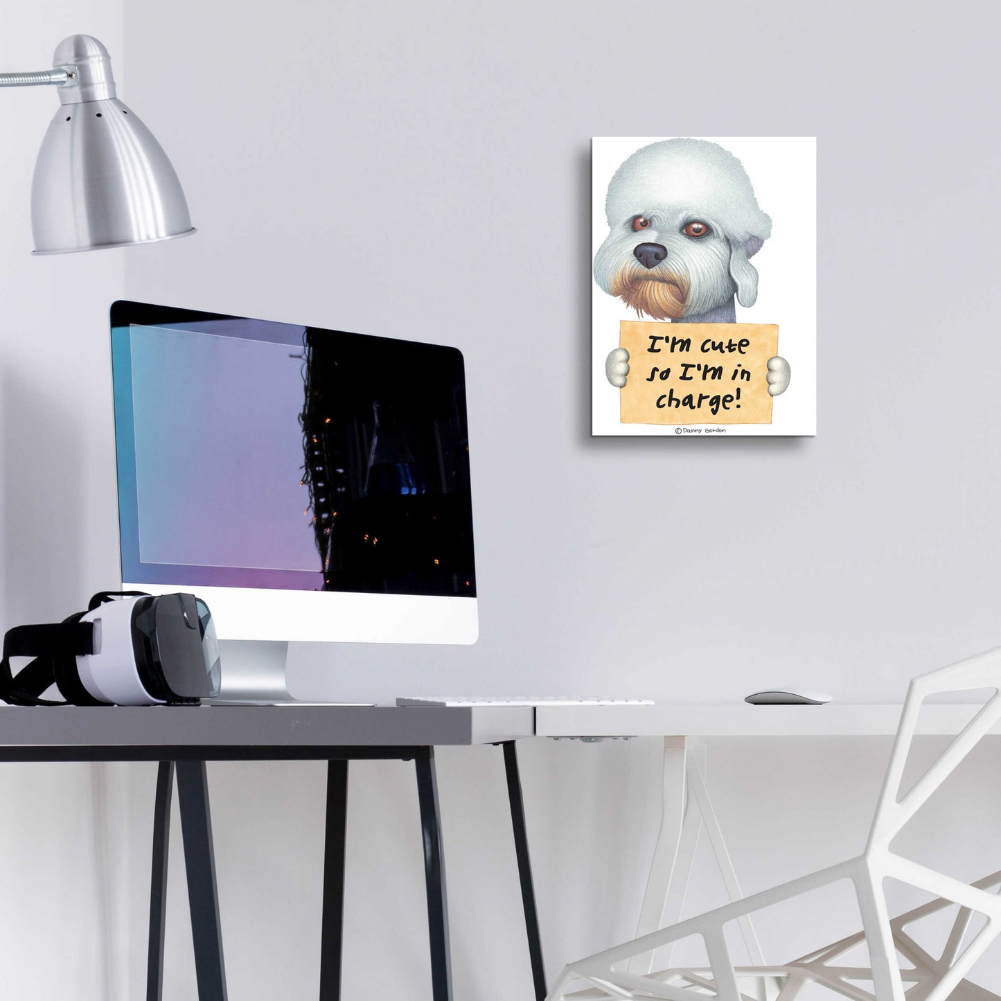 Epic Art 'Dandie Dinmont Terrier with Sign' by Danny Gordon Art, Acrylic Glass Wall Art,12x16