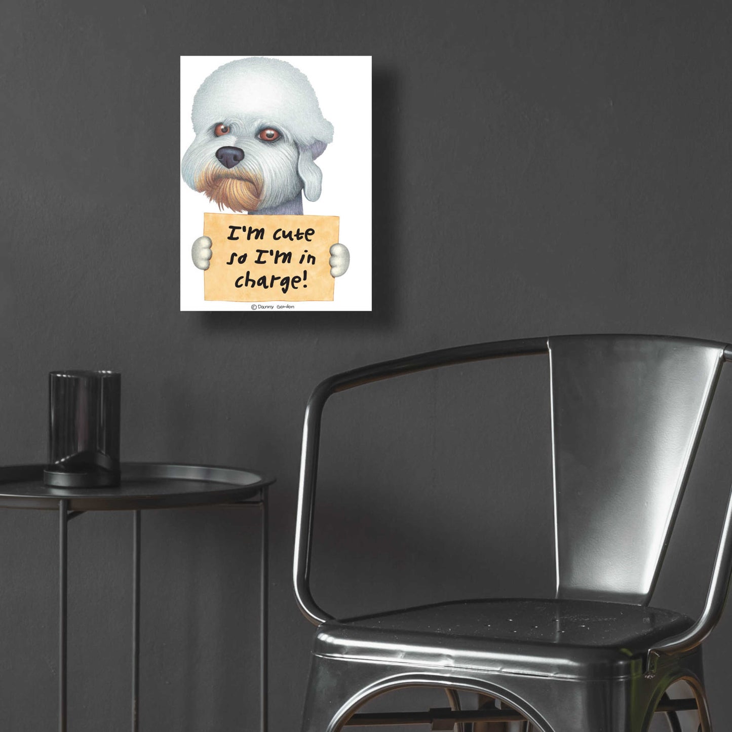 Epic Art 'Dandie Dinmont Terrier with Sign' by Danny Gordon Art, Acrylic Glass Wall Art,12x16