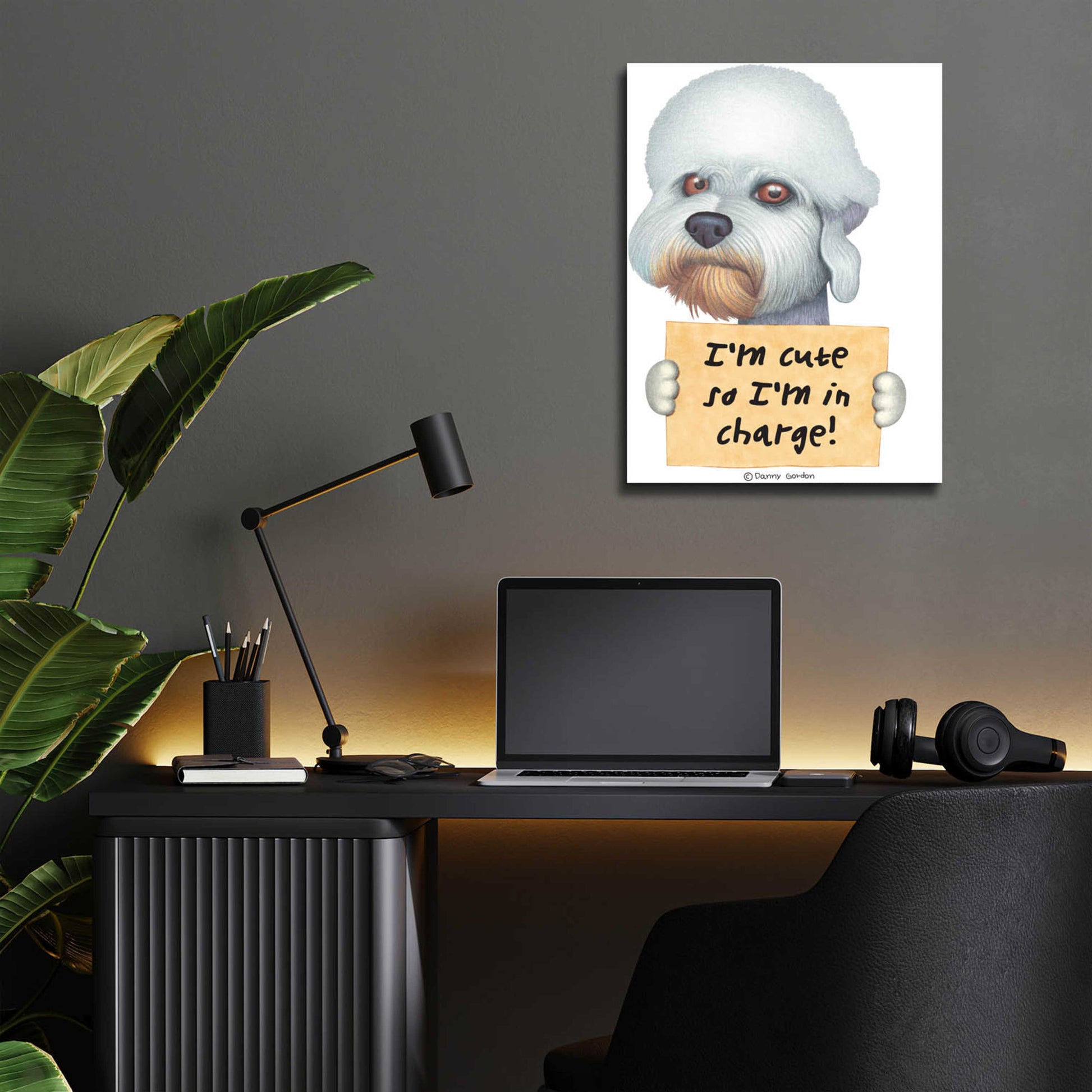 Epic Art 'Dandie Dinmont Terrier with Sign' by Danny Gordon Art, Acrylic Glass Wall Art,12x16