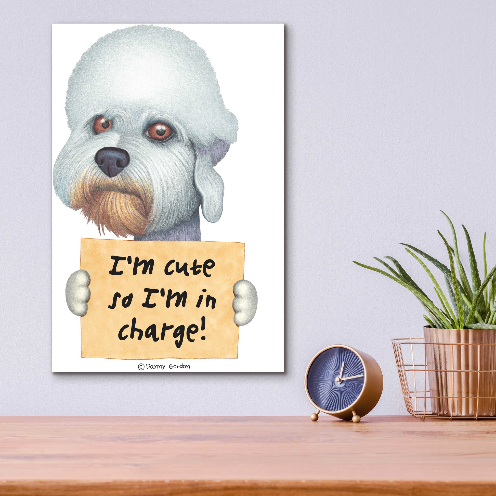 Epic Art 'Dandie Dinmont Terrier with Sign' by Danny Gordon Art, Acrylic Glass Wall Art,12x16