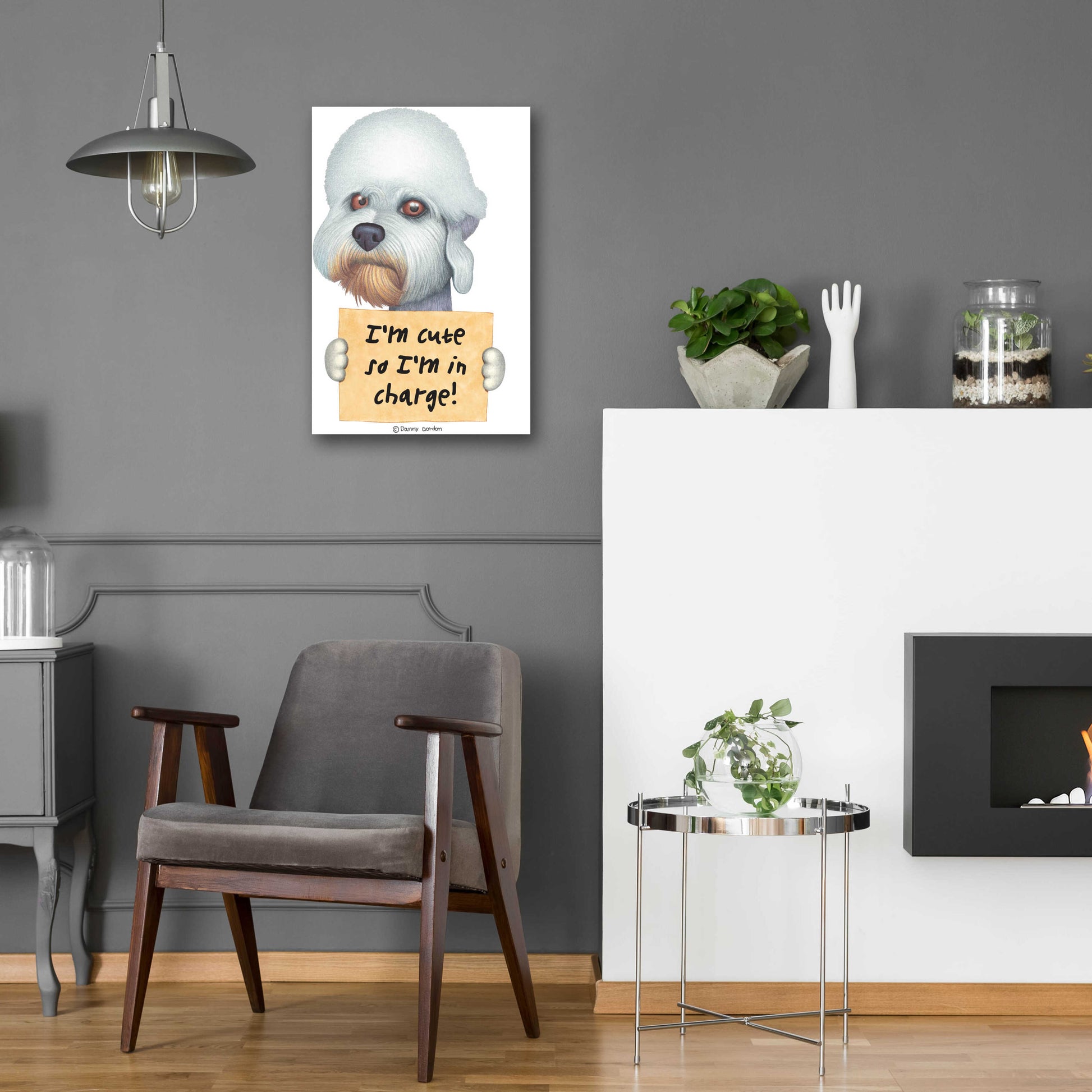 Epic Art 'Dandie Dinmont Terrier with Sign' by Danny Gordon Art, Acrylic Glass Wall Art,16x24