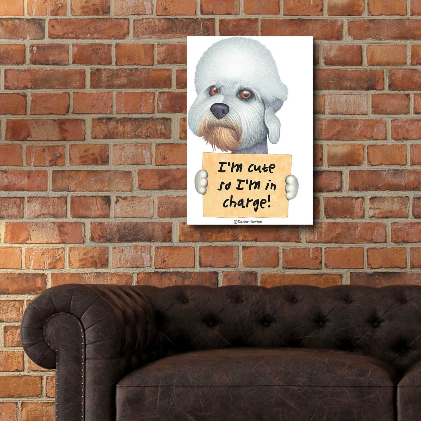 Epic Art 'Dandie Dinmont Terrier with Sign' by Danny Gordon Art, Acrylic Glass Wall Art,16x24