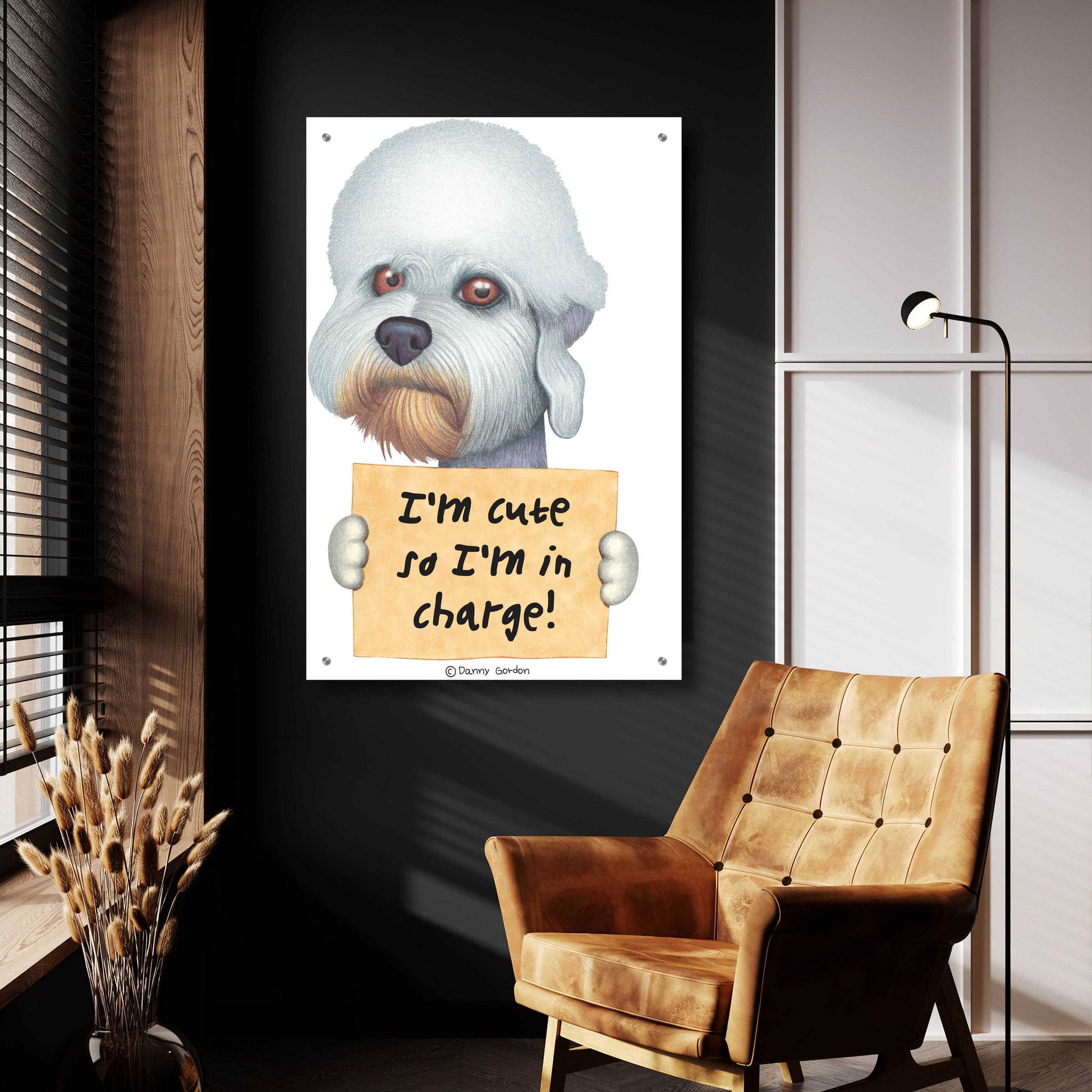 Epic Art 'Dandie Dinmont Terrier with Sign' by Danny Gordon Art, Acrylic Glass Wall Art,24x36