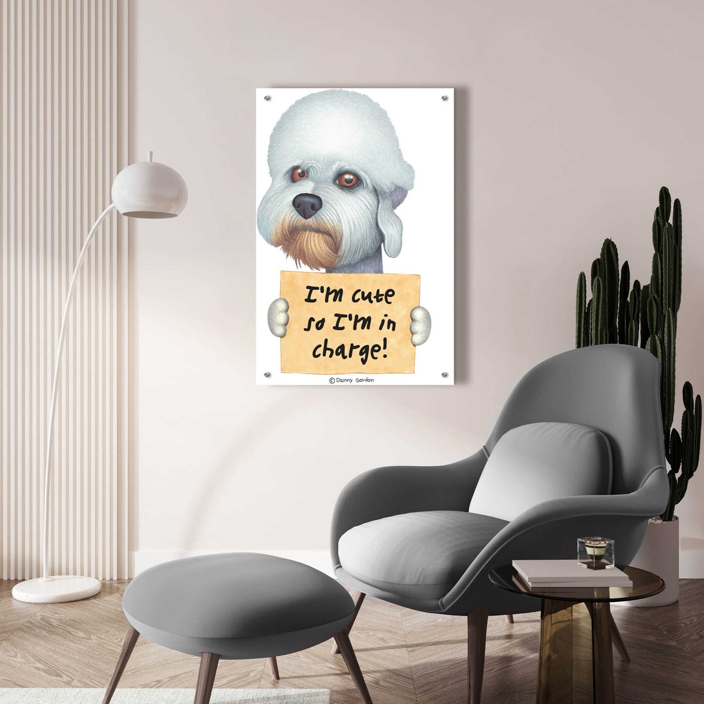 Epic Art 'Dandie Dinmont Terrier with Sign' by Danny Gordon Art, Acrylic Glass Wall Art,24x36