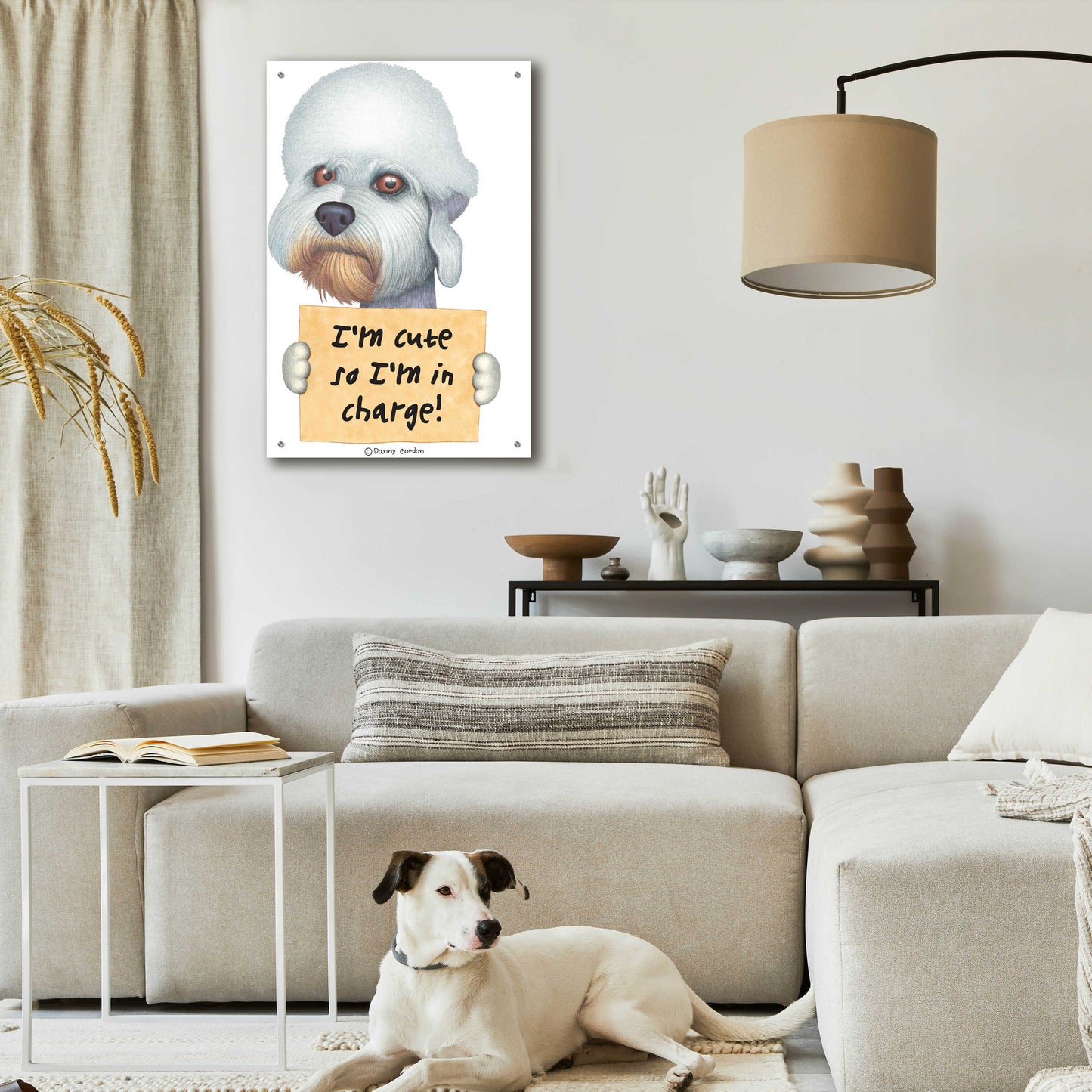 Epic Art 'Dandie Dinmont Terrier with Sign' by Danny Gordon Art, Acrylic Glass Wall Art,24x36