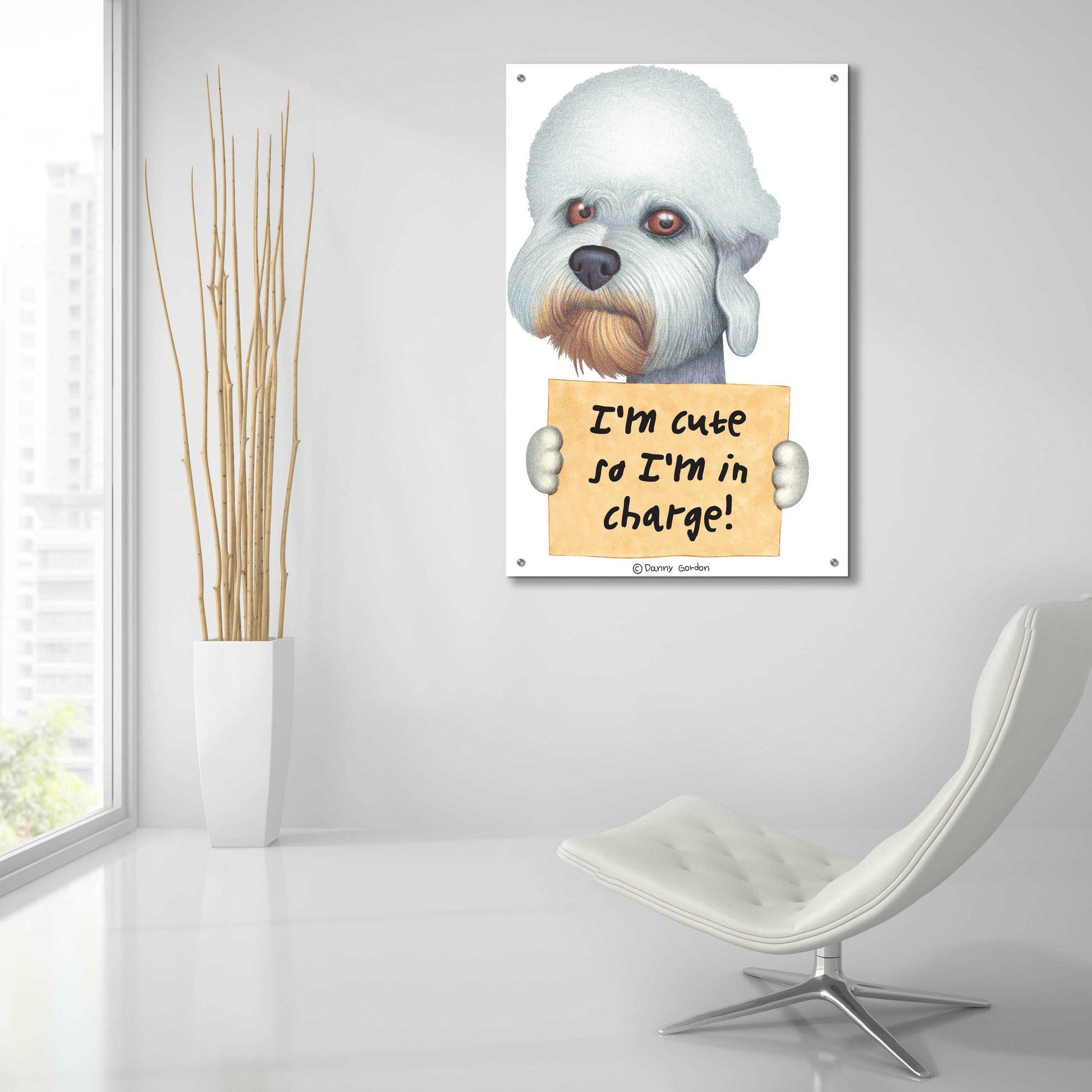 Epic Art 'Dandie Dinmont Terrier with Sign' by Danny Gordon Art, Acrylic Glass Wall Art,24x36