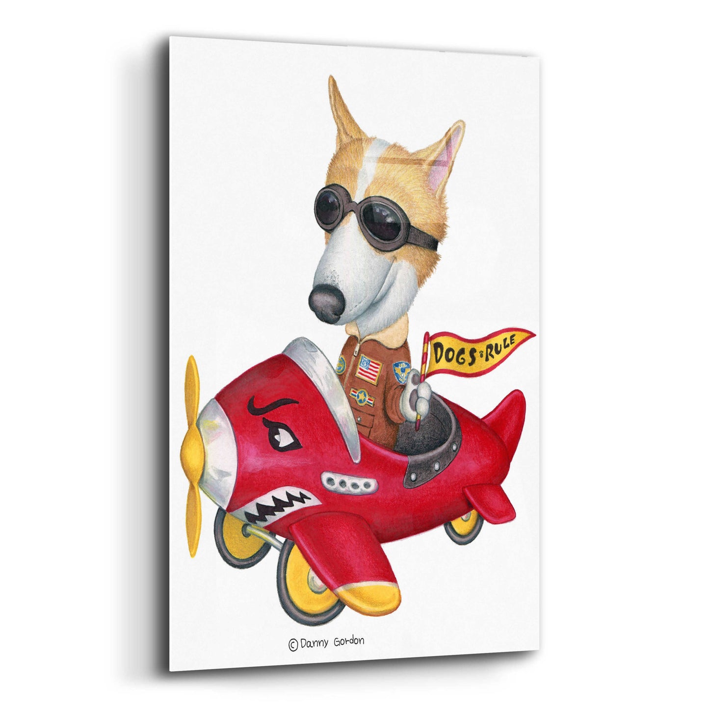 Epic Art 'Corgi in Red Plane' by Danny Gordon Art, Acrylic Glass Wall Art,12x16