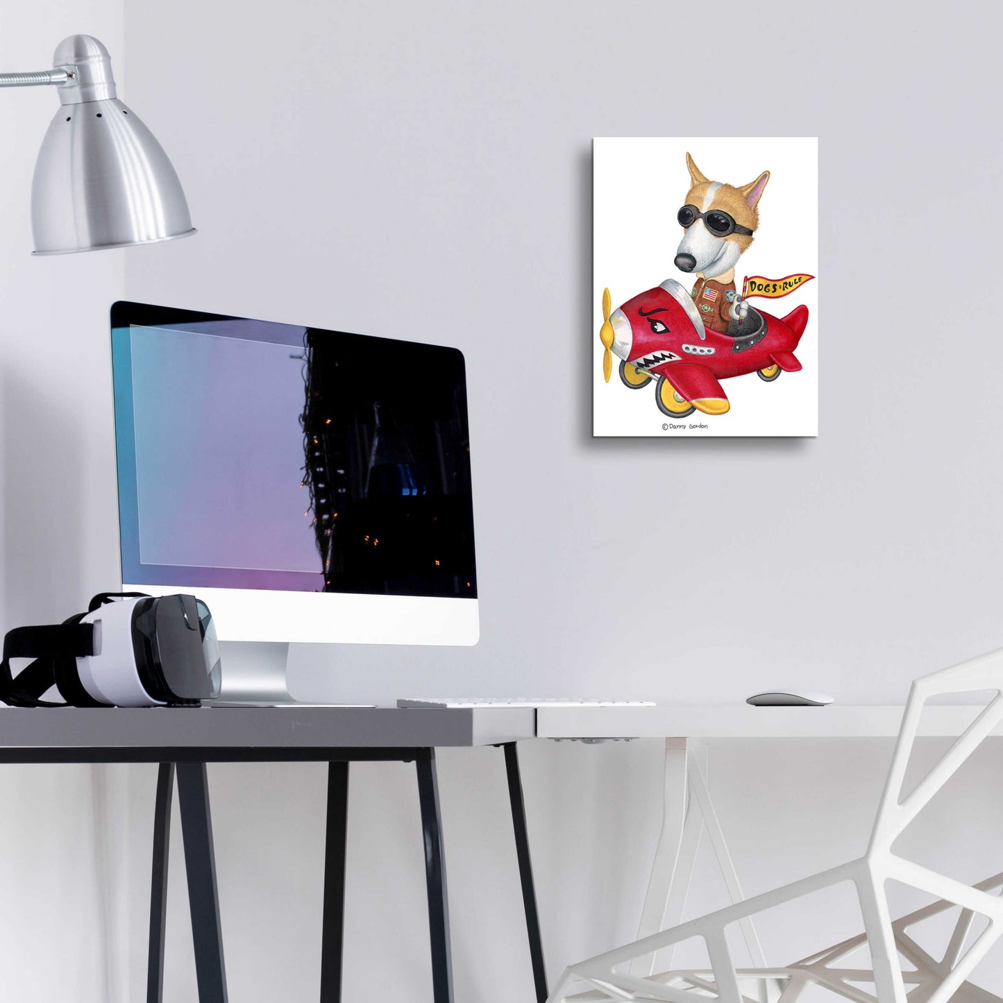 Epic Art 'Corgi in Red Plane' by Danny Gordon Art, Acrylic Glass Wall Art,12x16