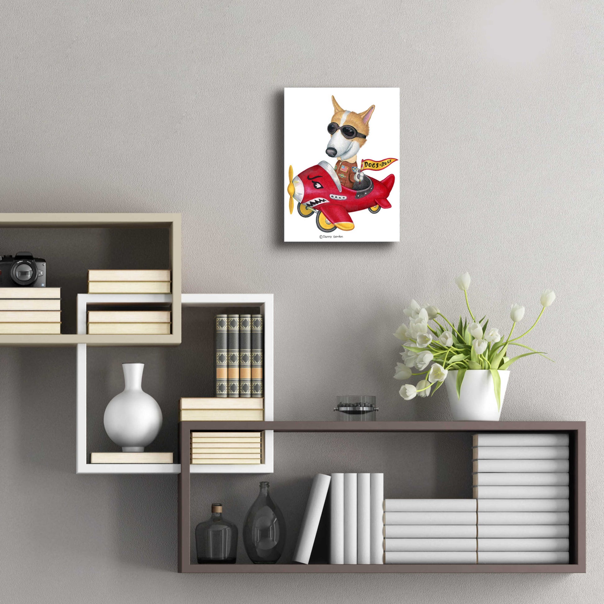 Epic Art 'Corgi in Red Plane' by Danny Gordon Art, Acrylic Glass Wall Art,12x16