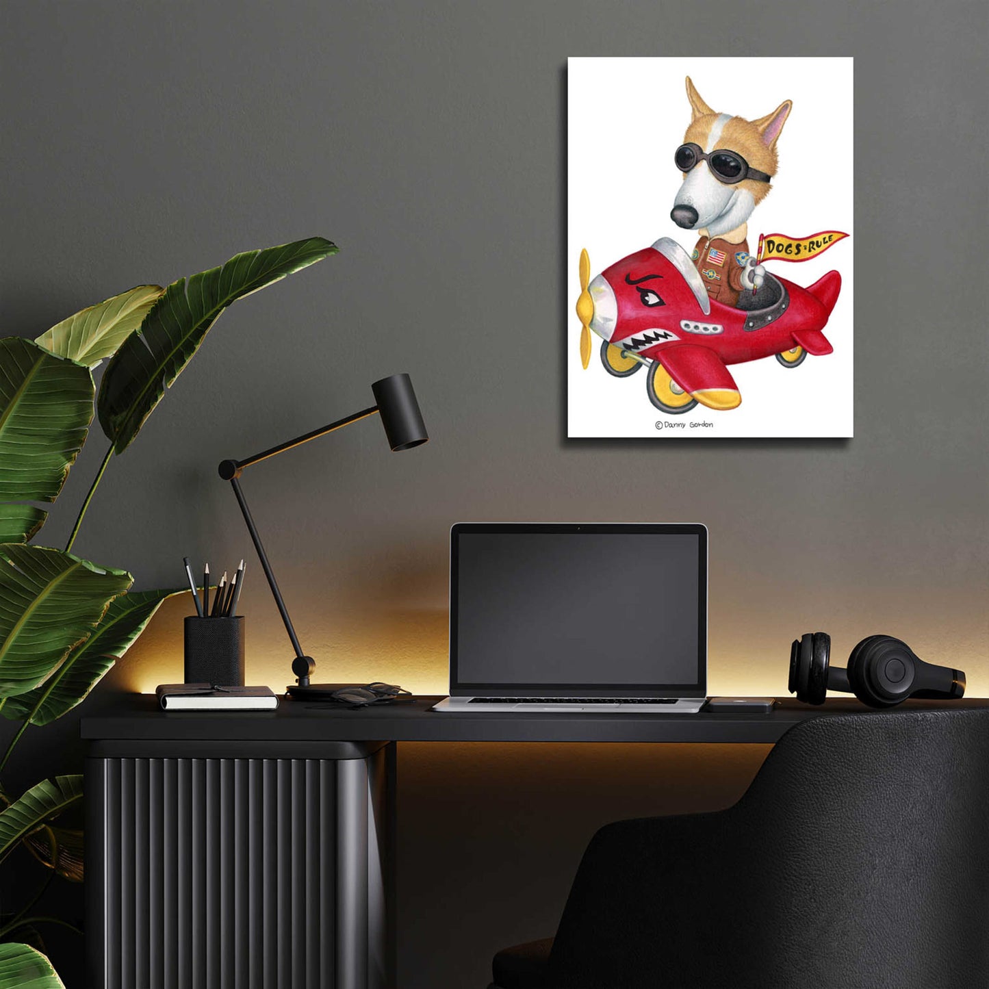 Epic Art 'Corgi in Red Plane' by Danny Gordon Art, Acrylic Glass Wall Art,12x16