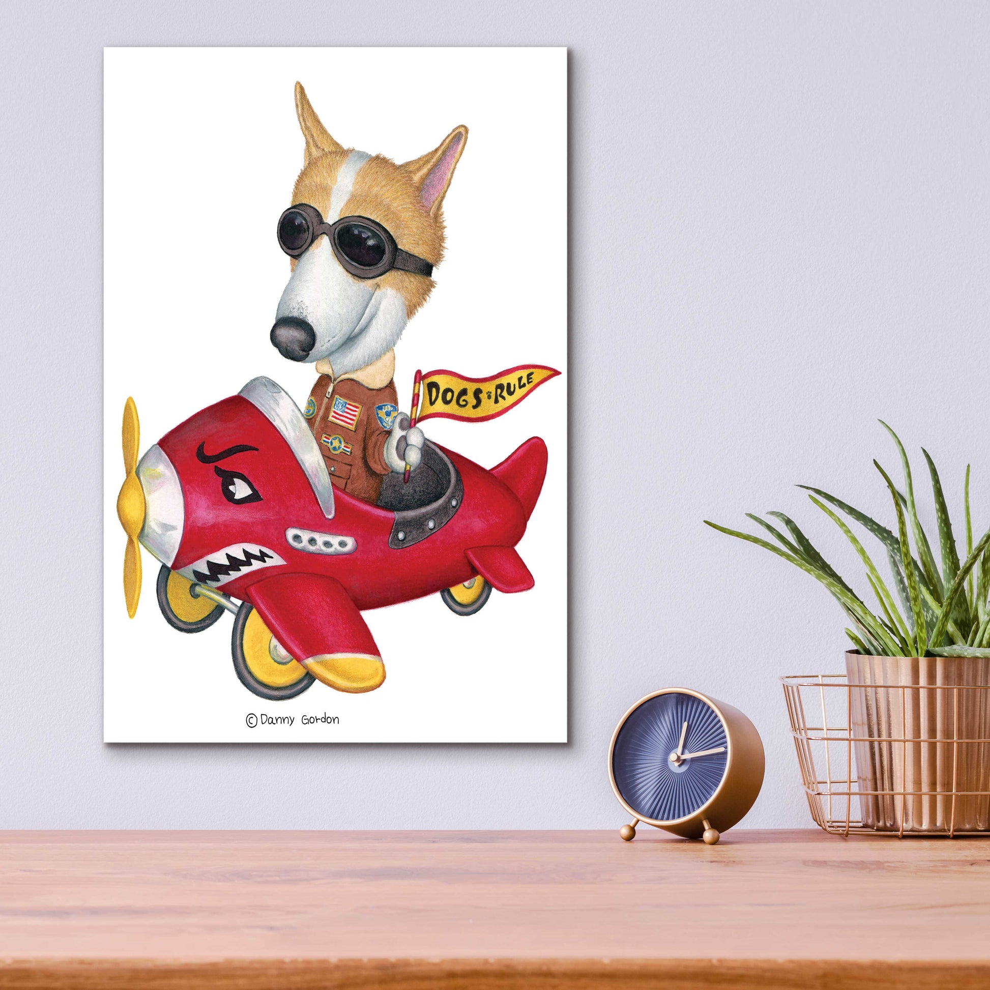 Epic Art 'Corgi in Red Plane' by Danny Gordon Art, Acrylic Glass Wall Art,12x16