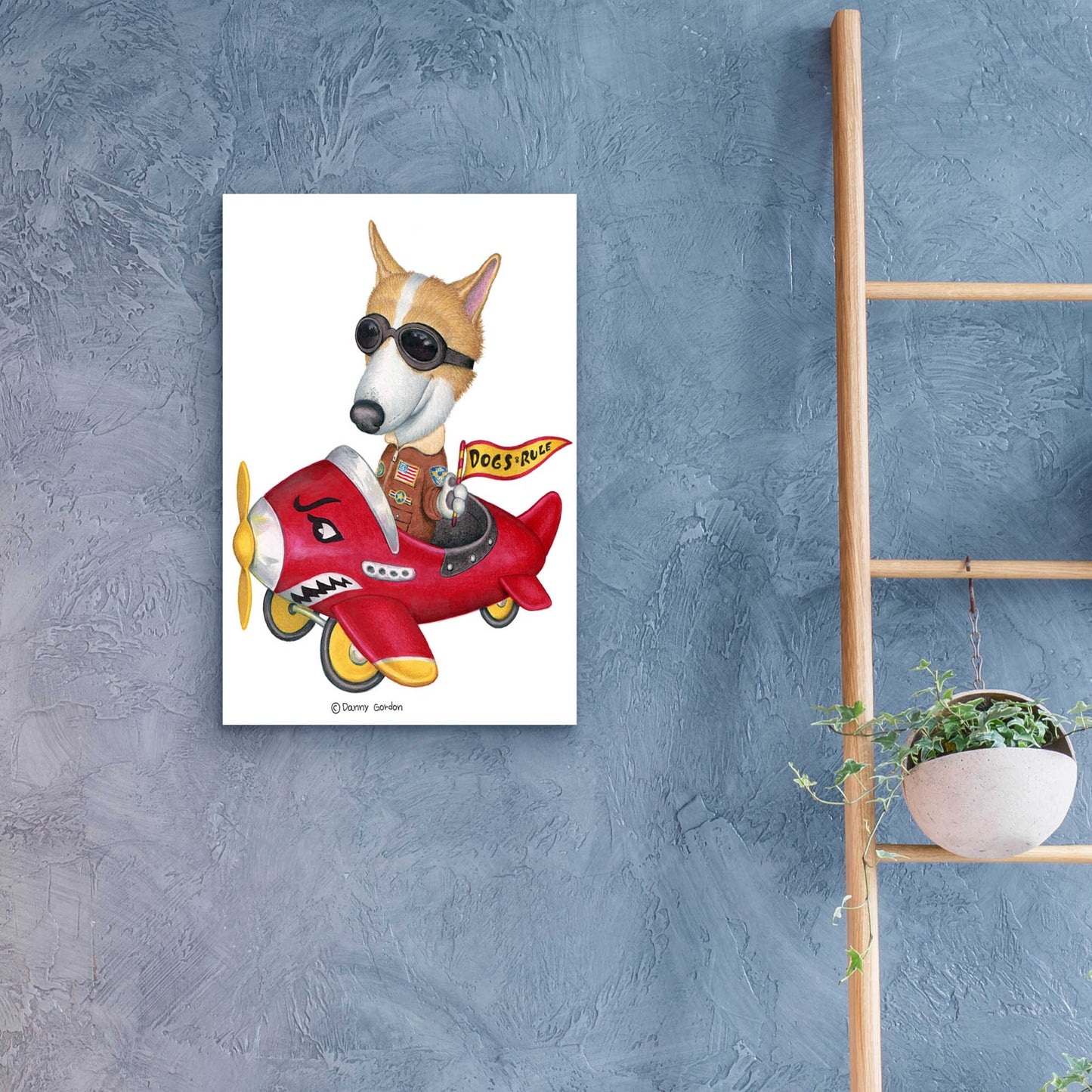 Epic Art 'Corgi in Red Plane' by Danny Gordon Art, Acrylic Glass Wall Art,16x24