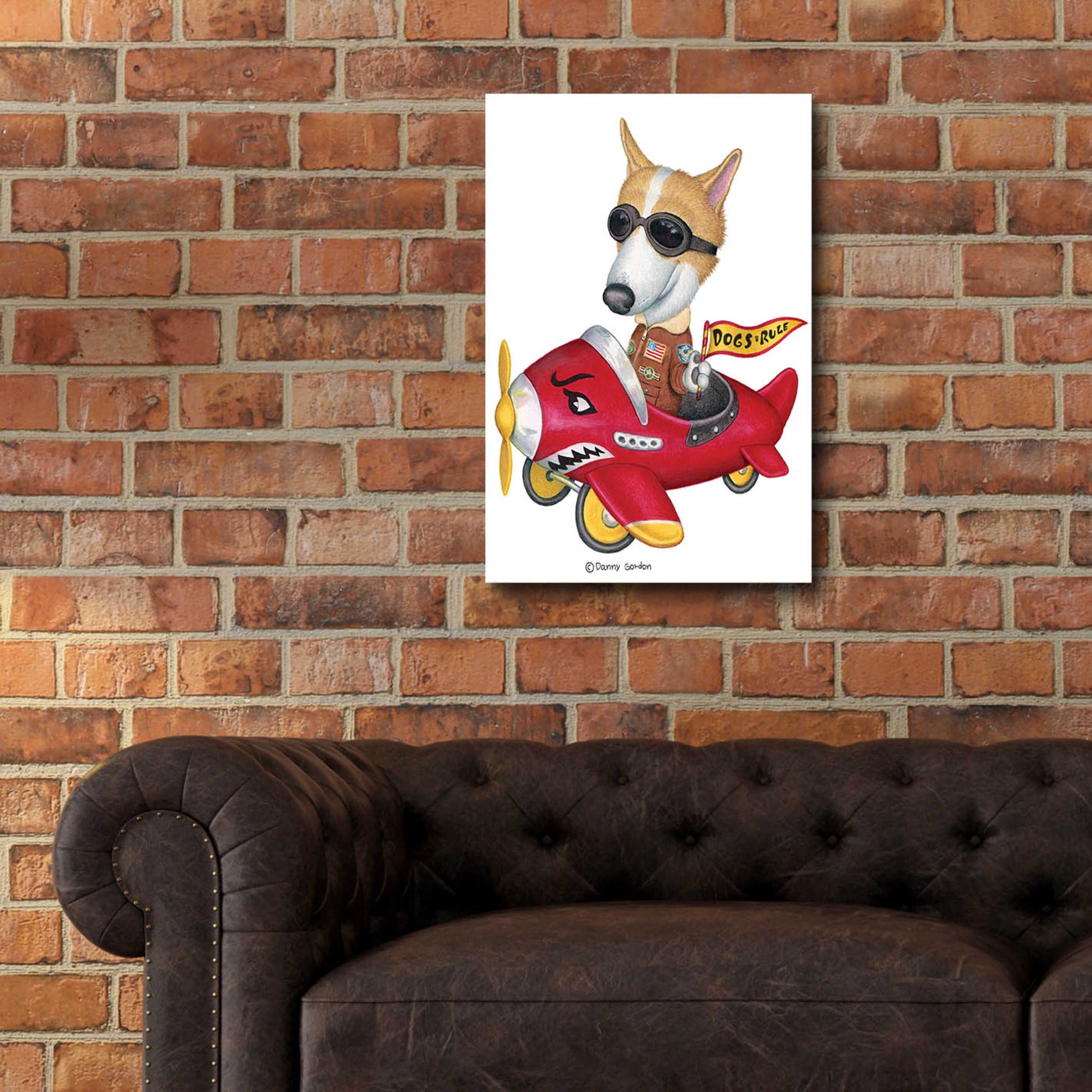 Epic Art 'Corgi in Red Plane' by Danny Gordon Art, Acrylic Glass Wall Art,16x24