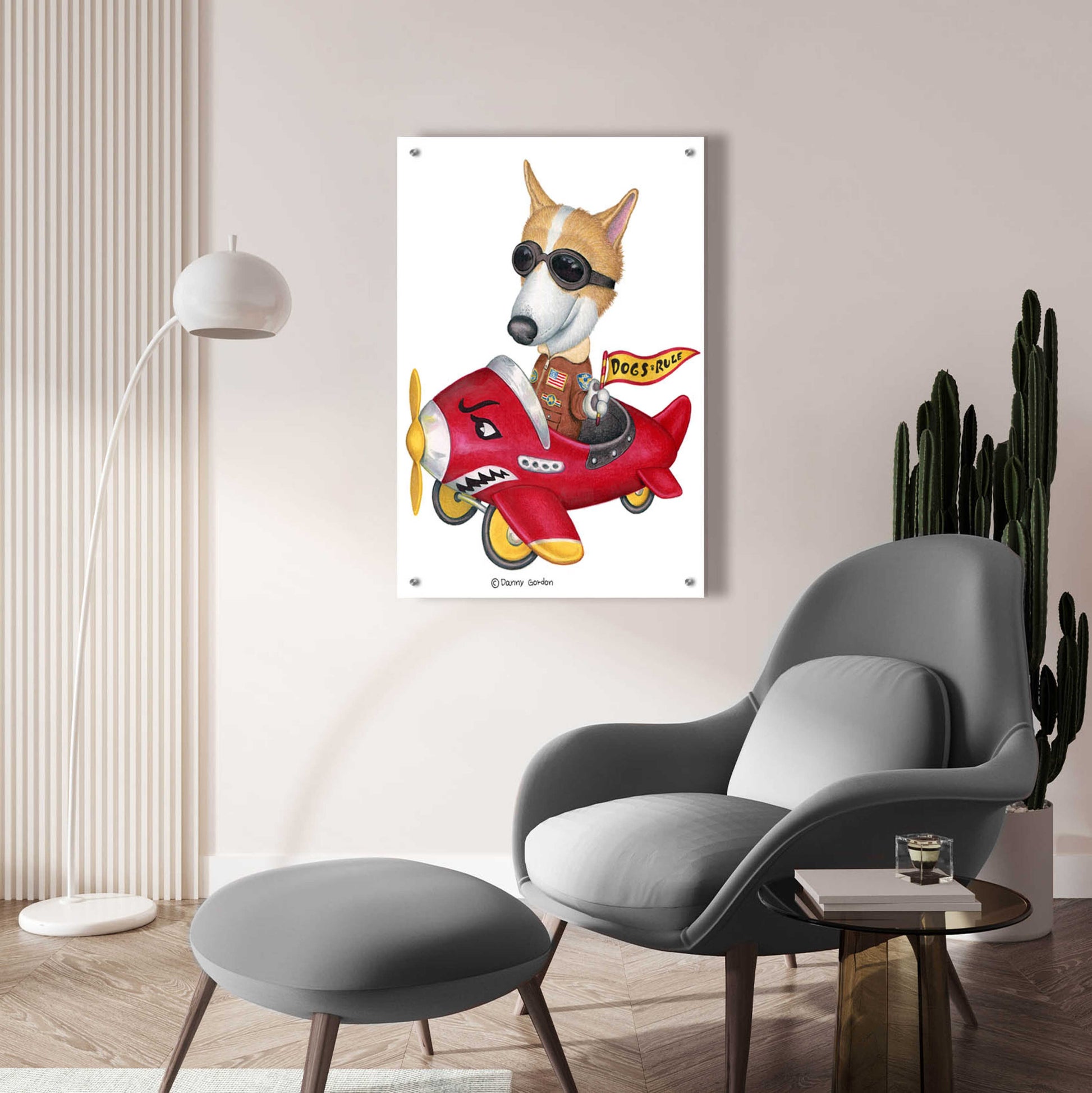 Epic Art 'Corgi in Red Plane' by Danny Gordon Art, Acrylic Glass Wall Art,24x36