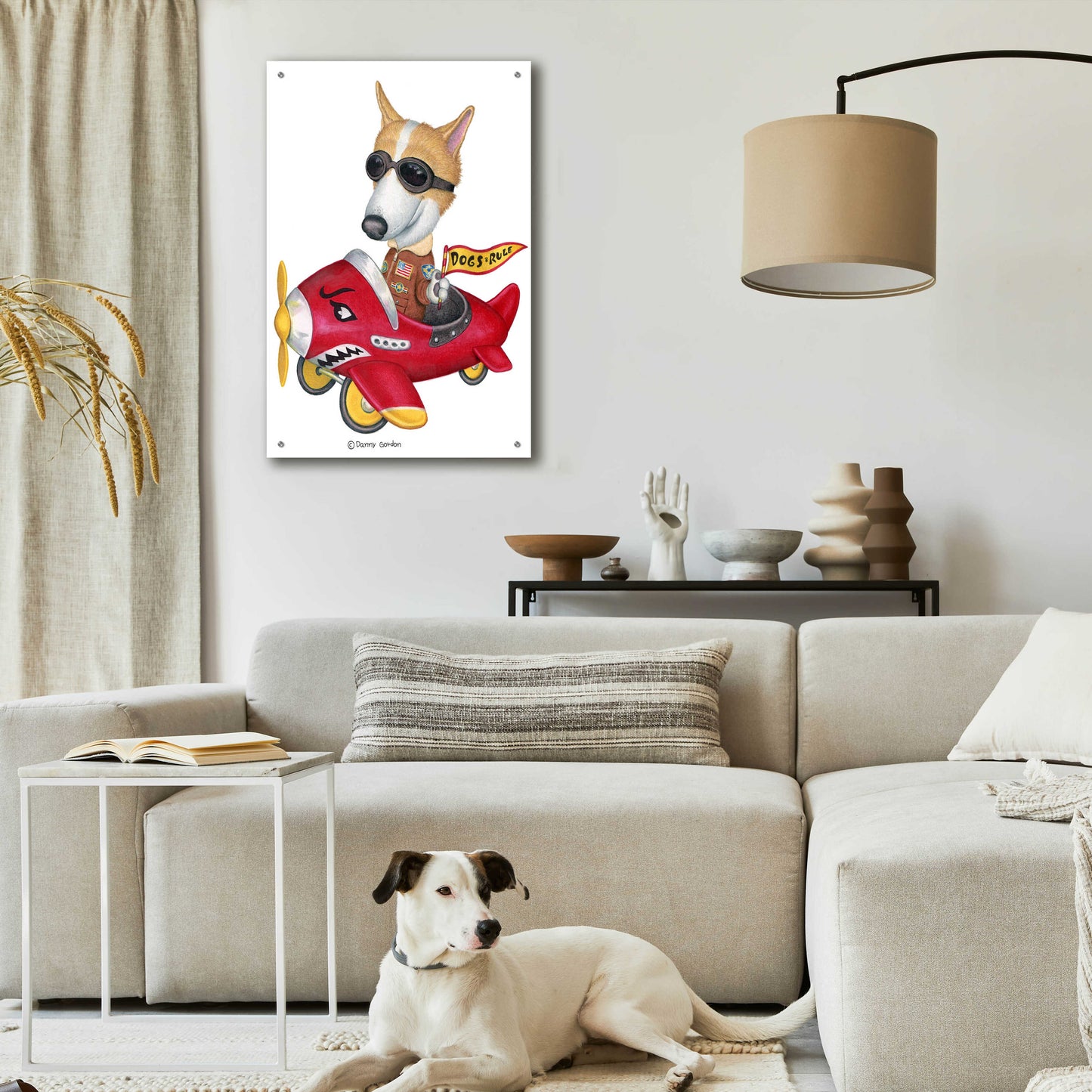 Epic Art 'Corgi in Red Plane' by Danny Gordon Art, Acrylic Glass Wall Art,24x36