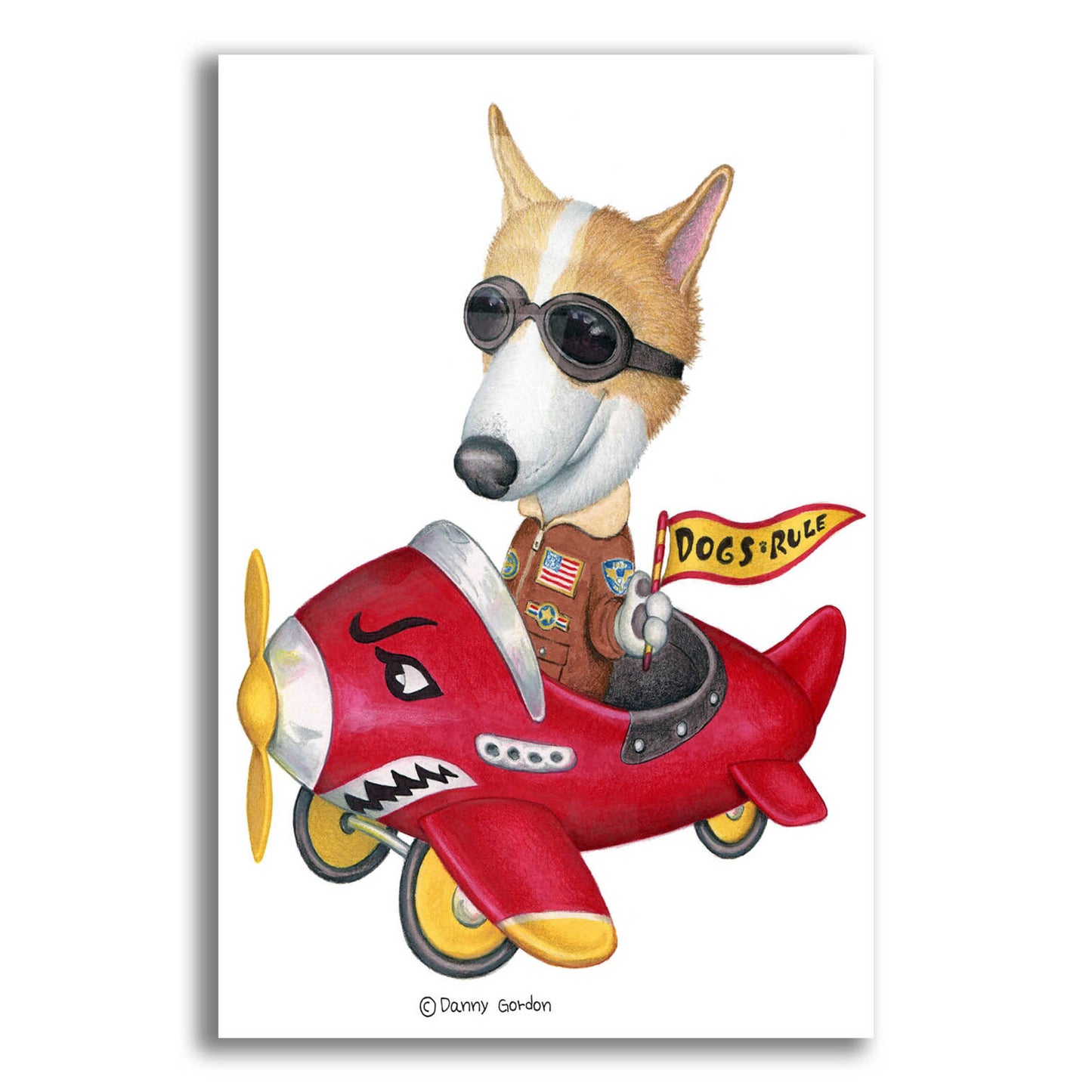 Epic Art 'Corgi in Red Plane' by Danny Gordon Art, Acrylic Glass Wall Art