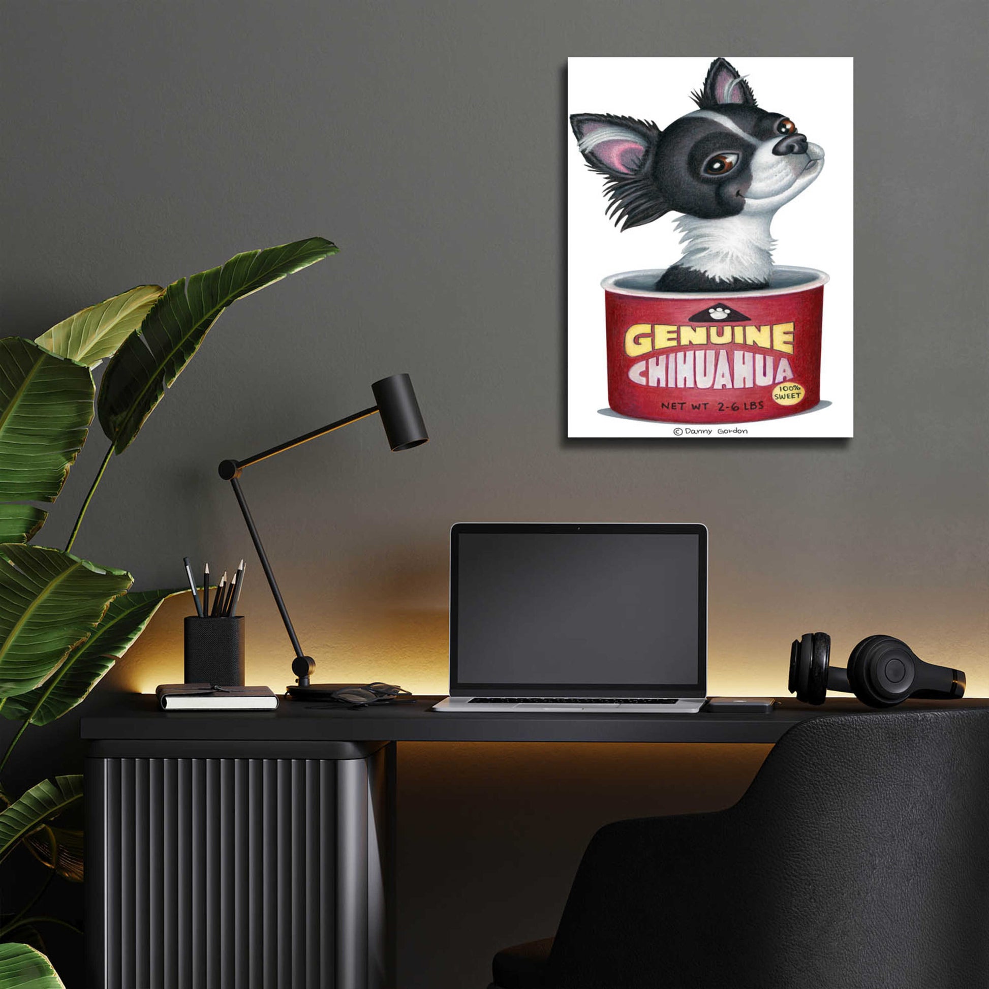 Epic Art 'Blk Wht Chihuahua in Container' by Danny Gordon Art, Acrylic Glass Wall Art,12x16