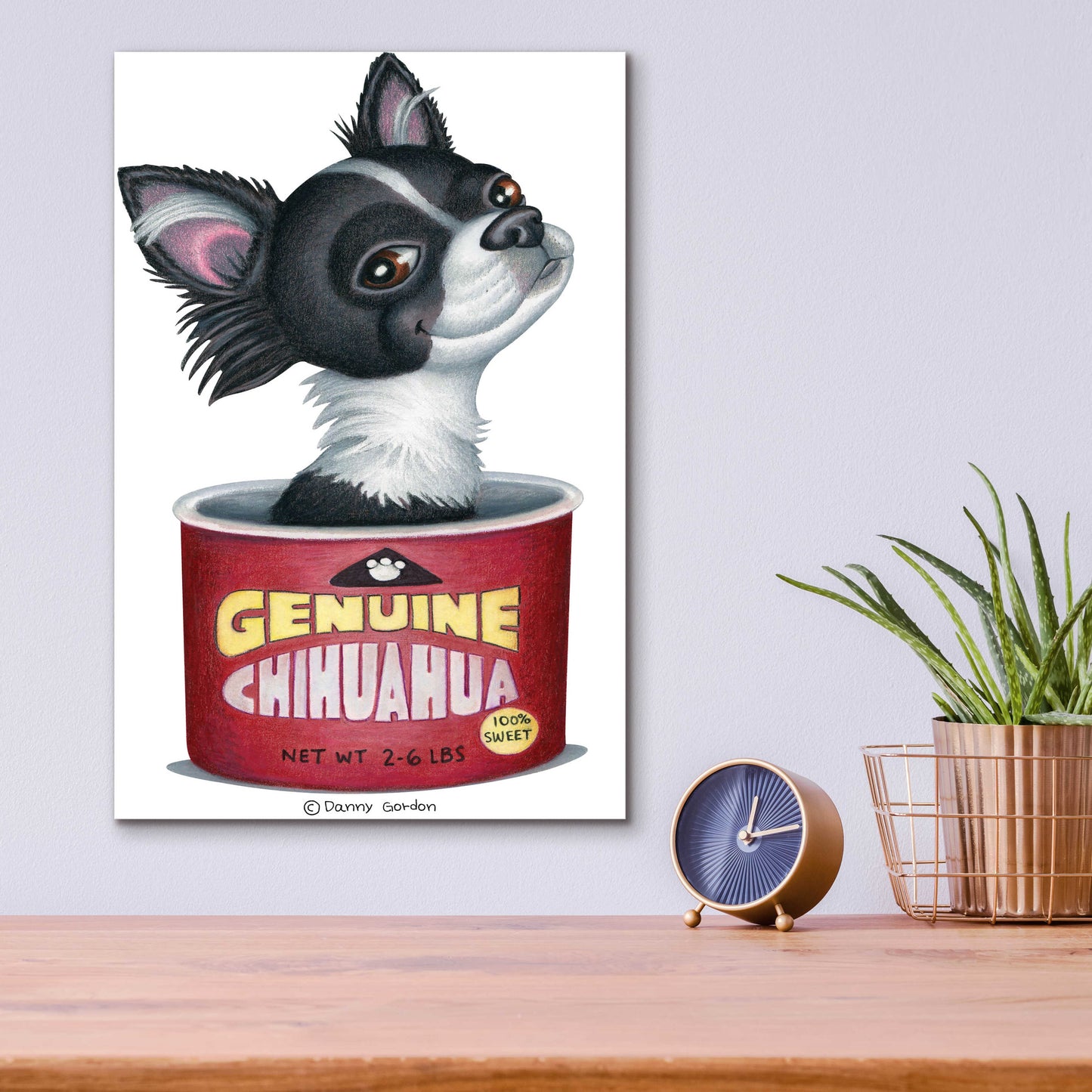 Epic Art 'Blk Wht Chihuahua in Container' by Danny Gordon Art, Acrylic Glass Wall Art,12x16