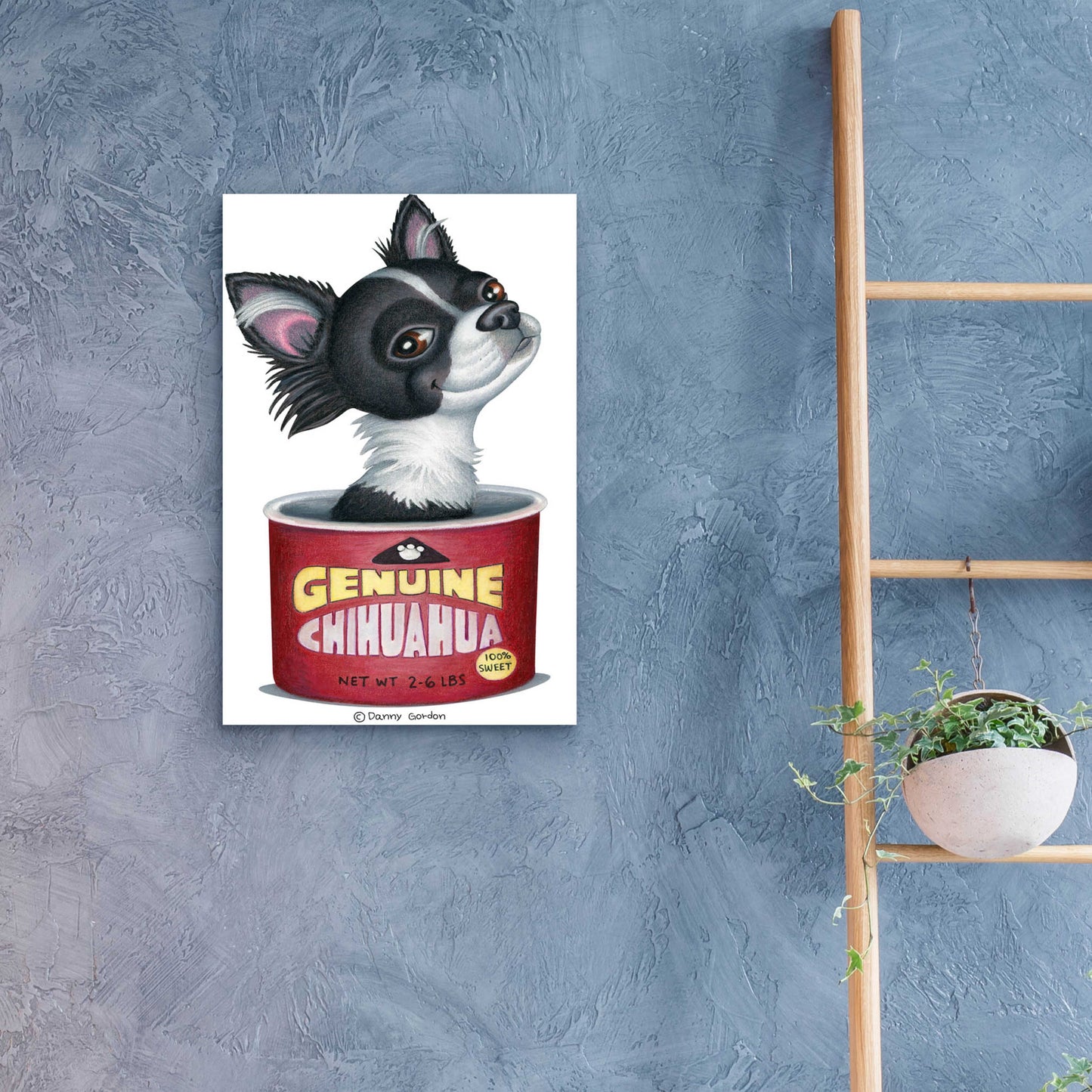 Epic Art 'Blk Wht Chihuahua in Container' by Danny Gordon Art, Acrylic Glass Wall Art,16x24