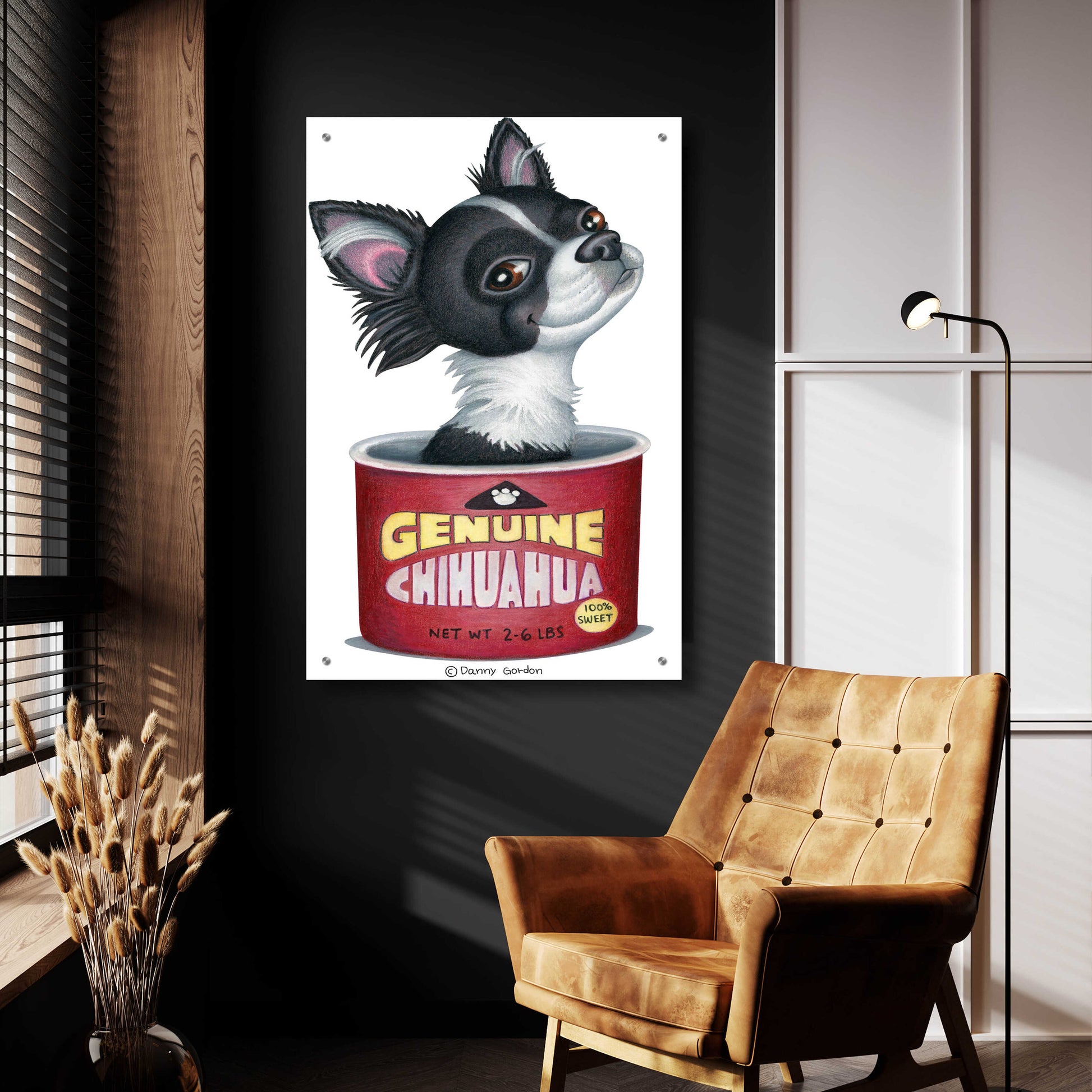 Epic Art 'Blk Wht Chihuahua in Container' by Danny Gordon Art, Acrylic Glass Wall Art,24x36