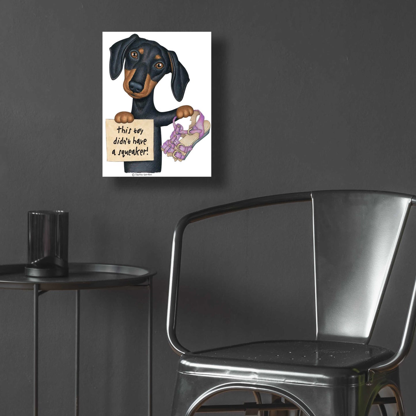 Epic Art 'Squeaky Black Dachshund' by Danny Gordon Art, Acrylic Glass Wall Art,12x16