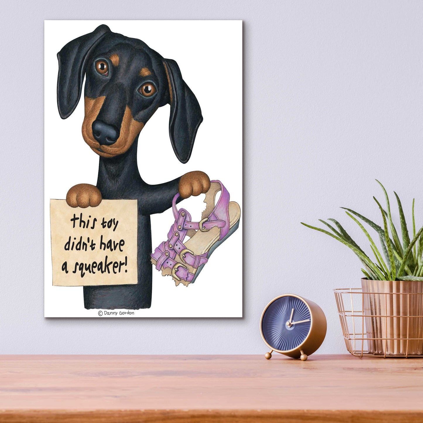 Epic Art 'Squeaky Black Dachshund' by Danny Gordon Art, Acrylic Glass Wall Art,12x16