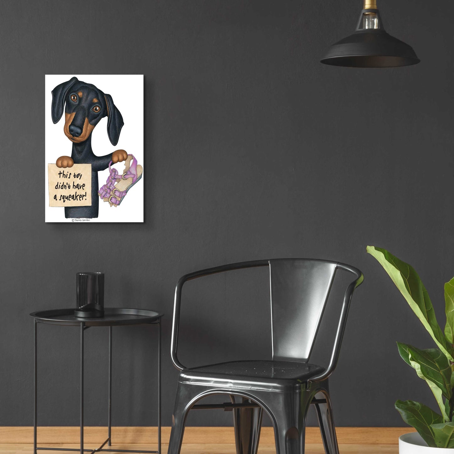 Epic Art 'Squeaky Black Dachshund' by Danny Gordon Art, Acrylic Glass Wall Art,16x24