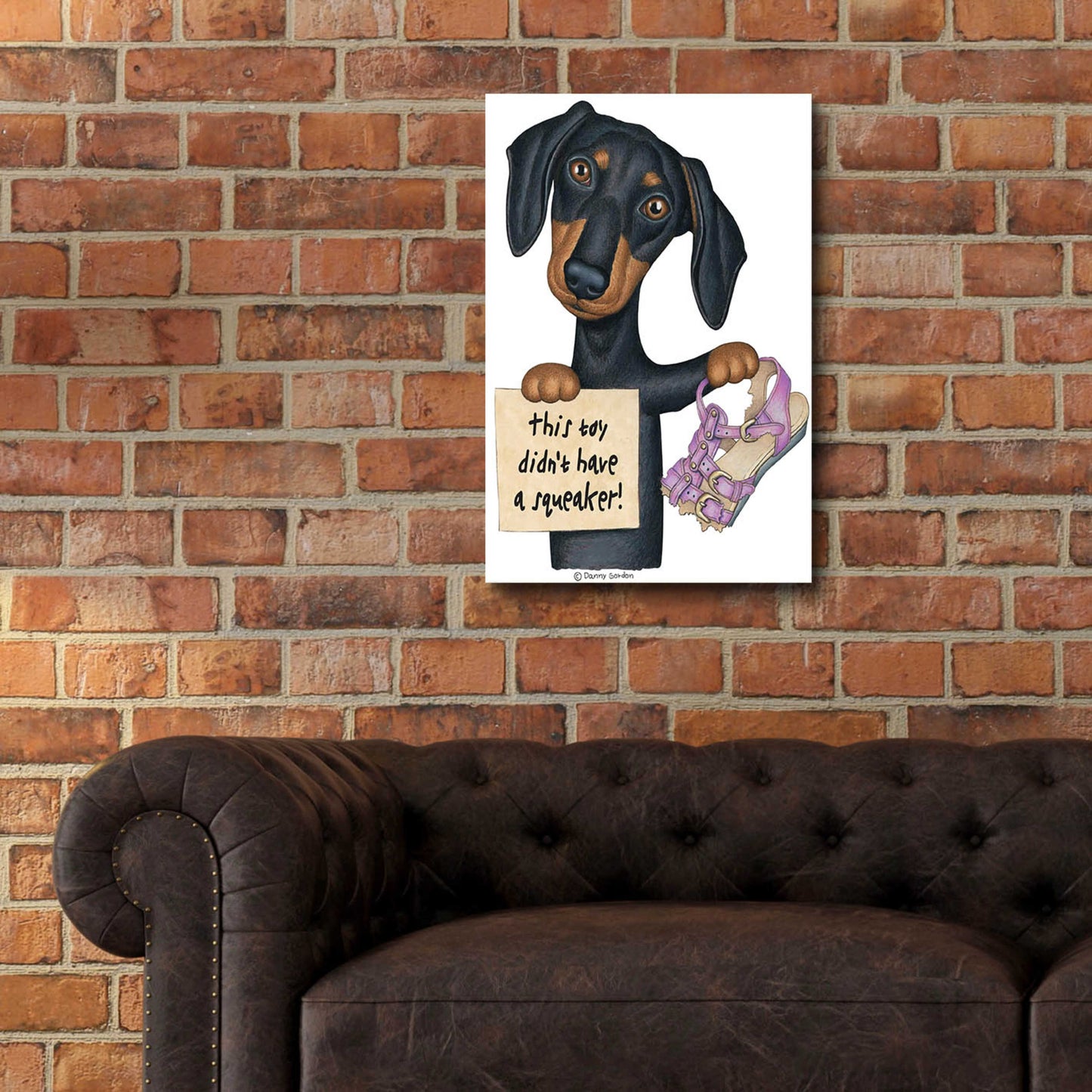 Epic Art 'Squeaky Black Dachshund' by Danny Gordon Art, Acrylic Glass Wall Art,16x24