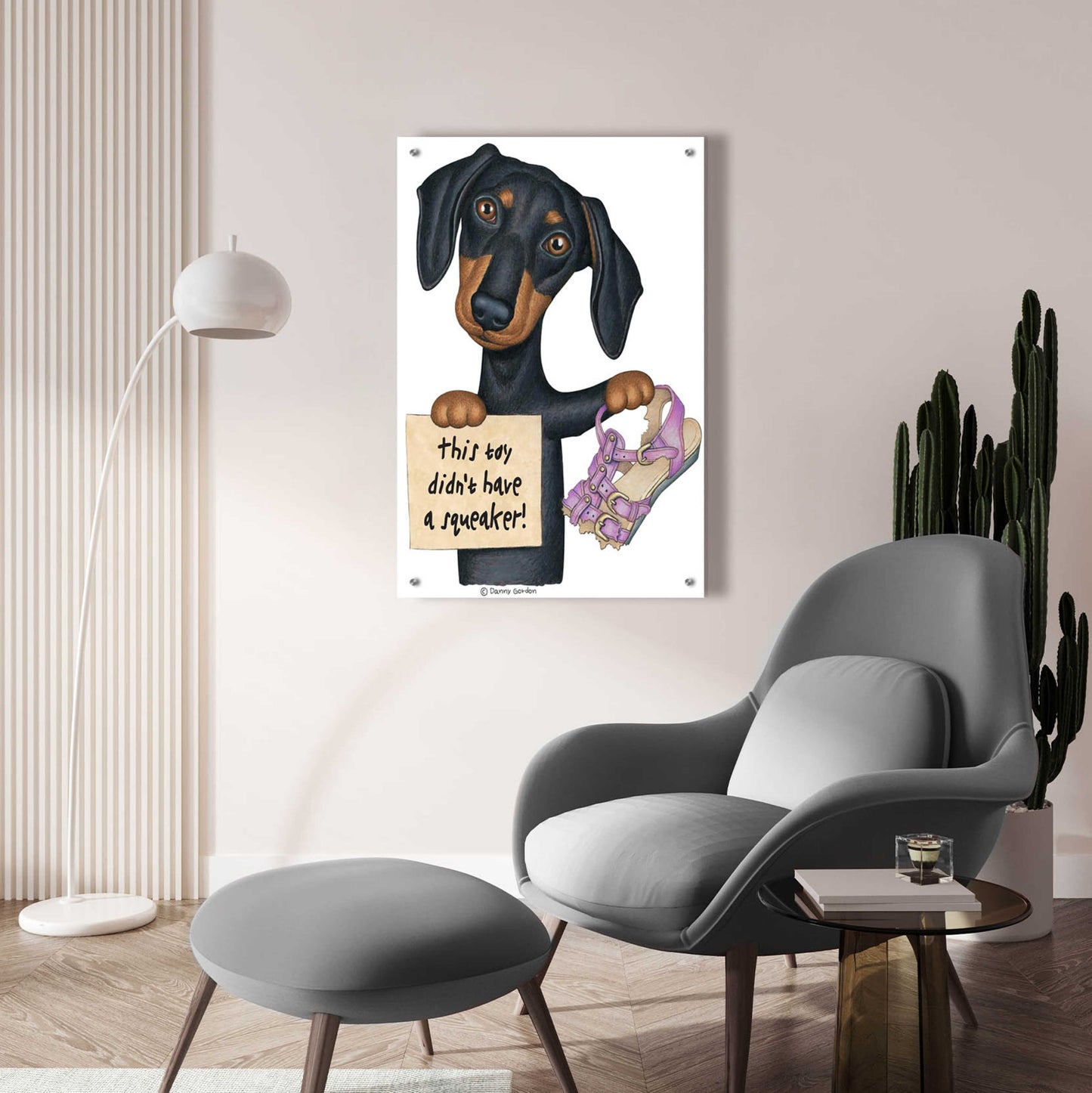 Epic Art 'Squeaky Black Dachshund' by Danny Gordon Art, Acrylic Glass Wall Art,24x36