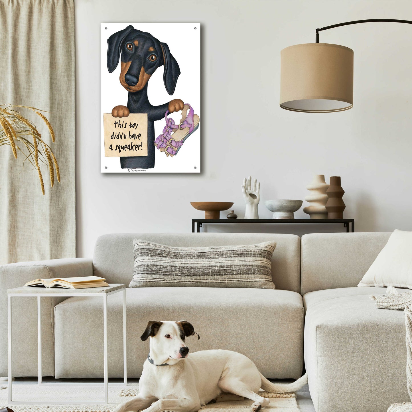 Epic Art 'Squeaky Black Dachshund' by Danny Gordon Art, Acrylic Glass Wall Art,24x36