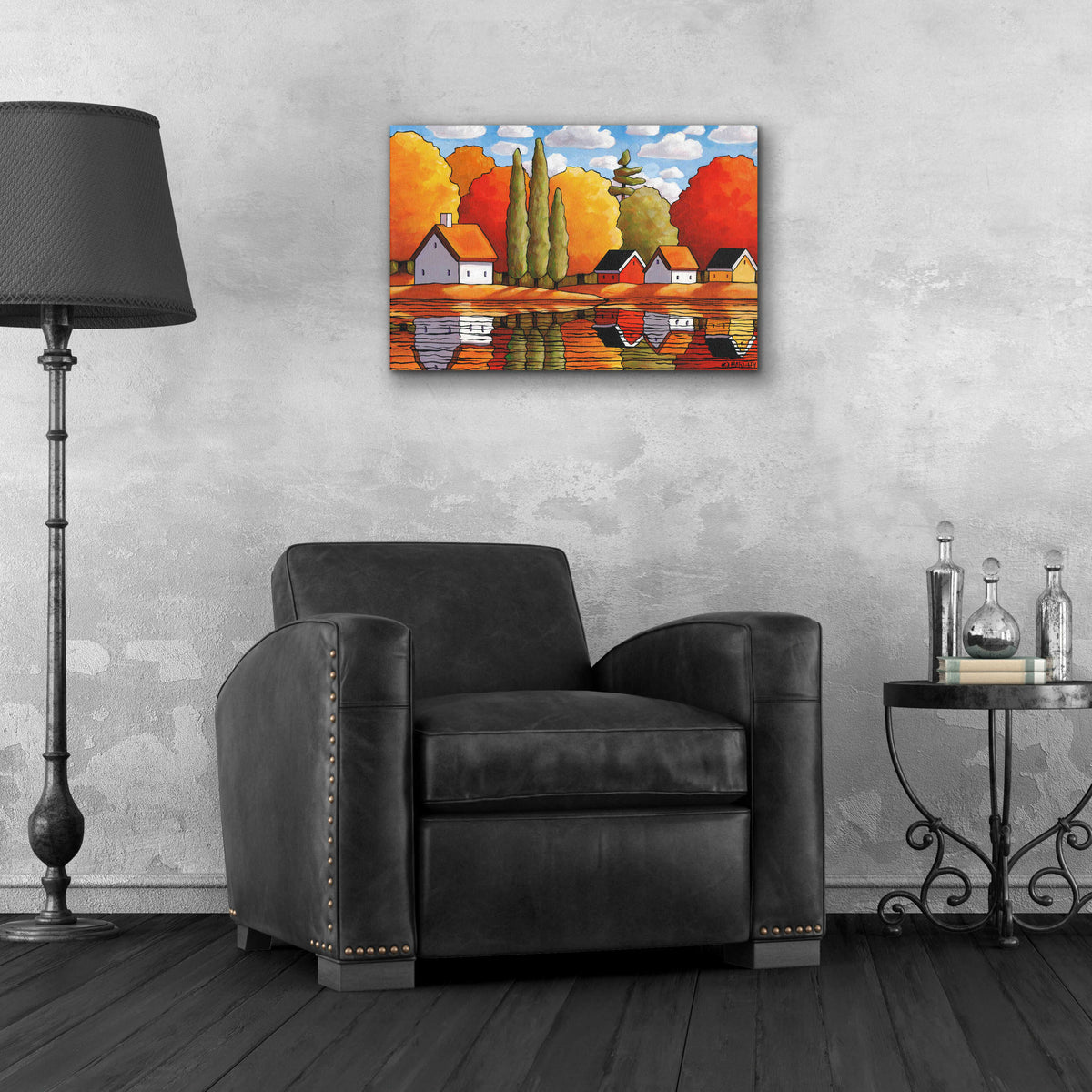 Epic Art 'Fall Water Cabin Reflections' by Cathy Horvath-Buchanan, Acrylic Glass Wall Art,24x16