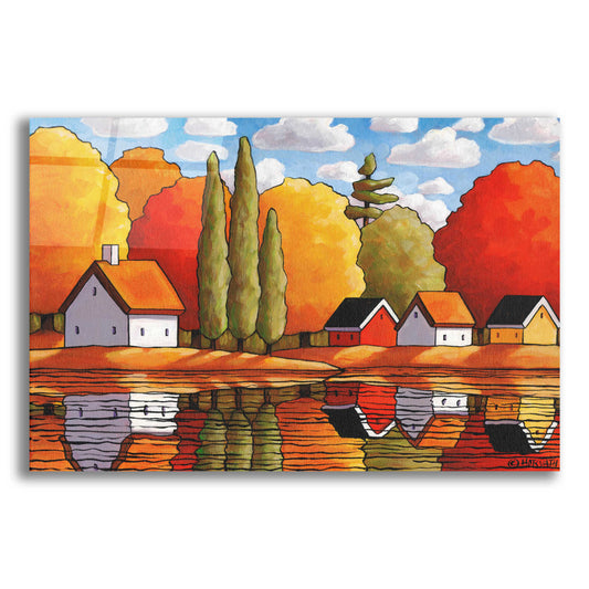 Epic Art 'Fall Water Cabin Reflections' by Cathy Horvath-Buchanan, Acrylic Glass Wall Art